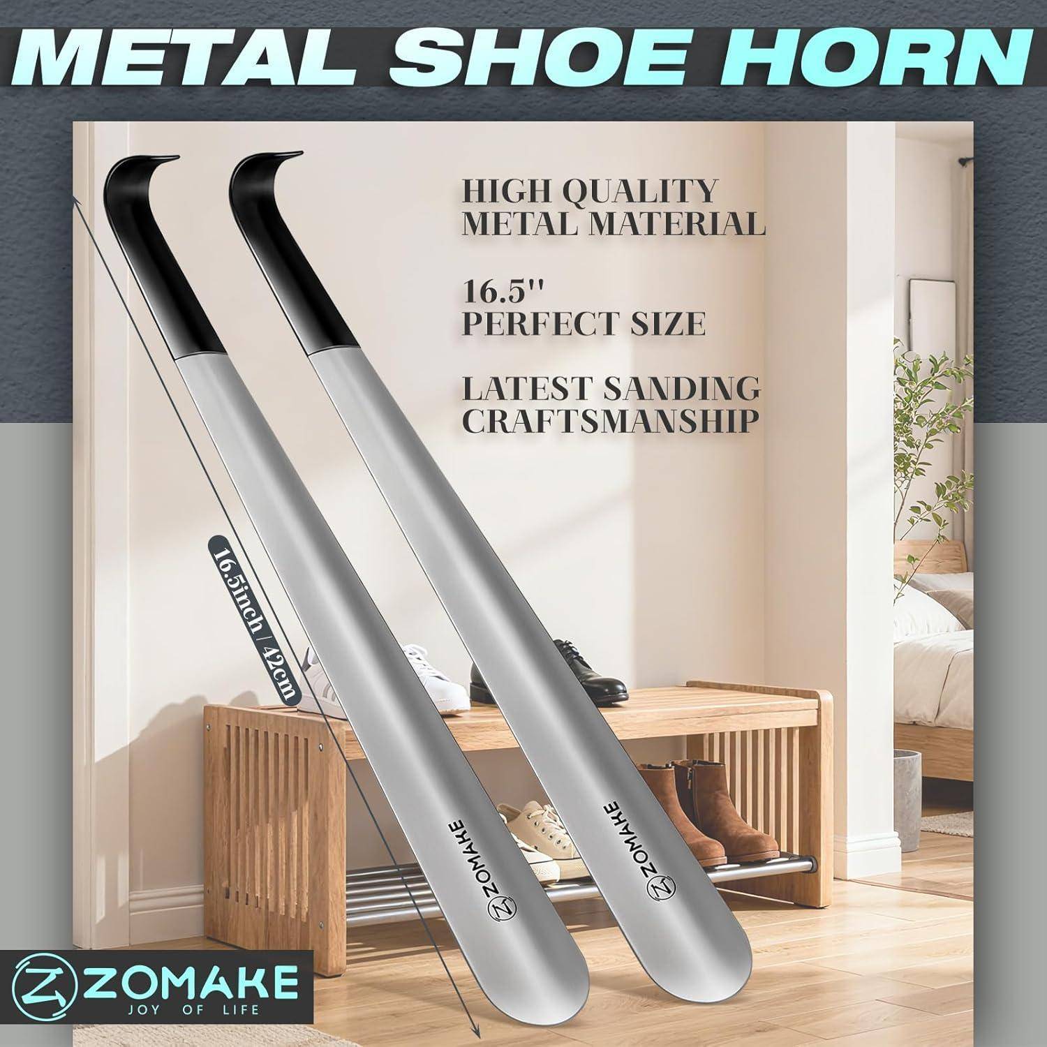 Schuhlöffel Metall Lang 2er Set - Langer Schuhanzieher Edelstahl Shoe
