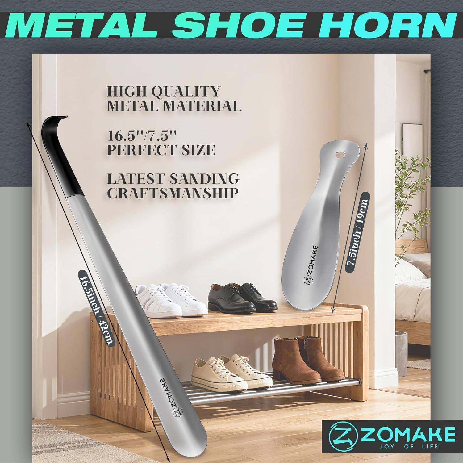 Metall Schuhlöffel Set 2 Stück 42cm 19cm Schuhanzieher Edelstahl
