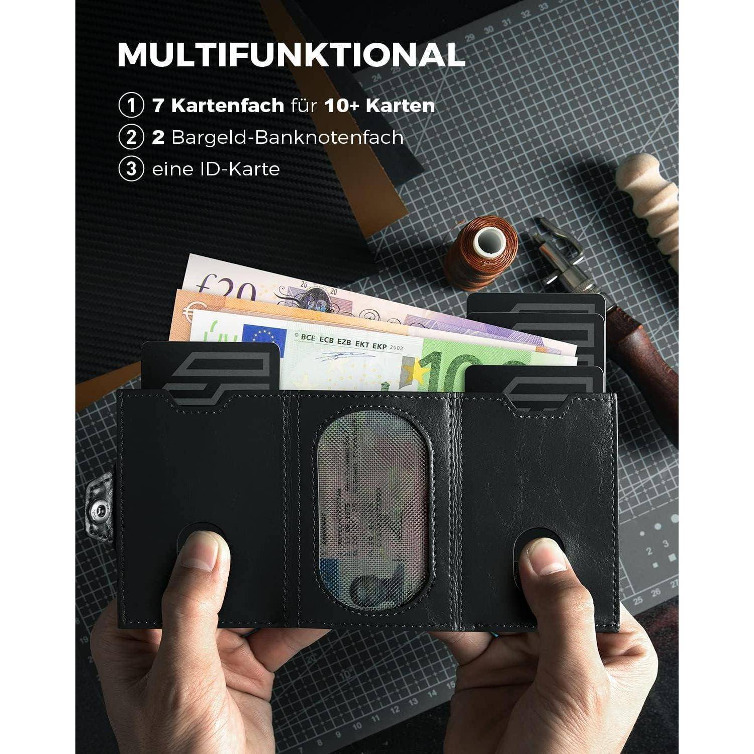 Mini Geldbörse mit Münzfach RFID-Schutz Portmonee Herren Slim Wallet