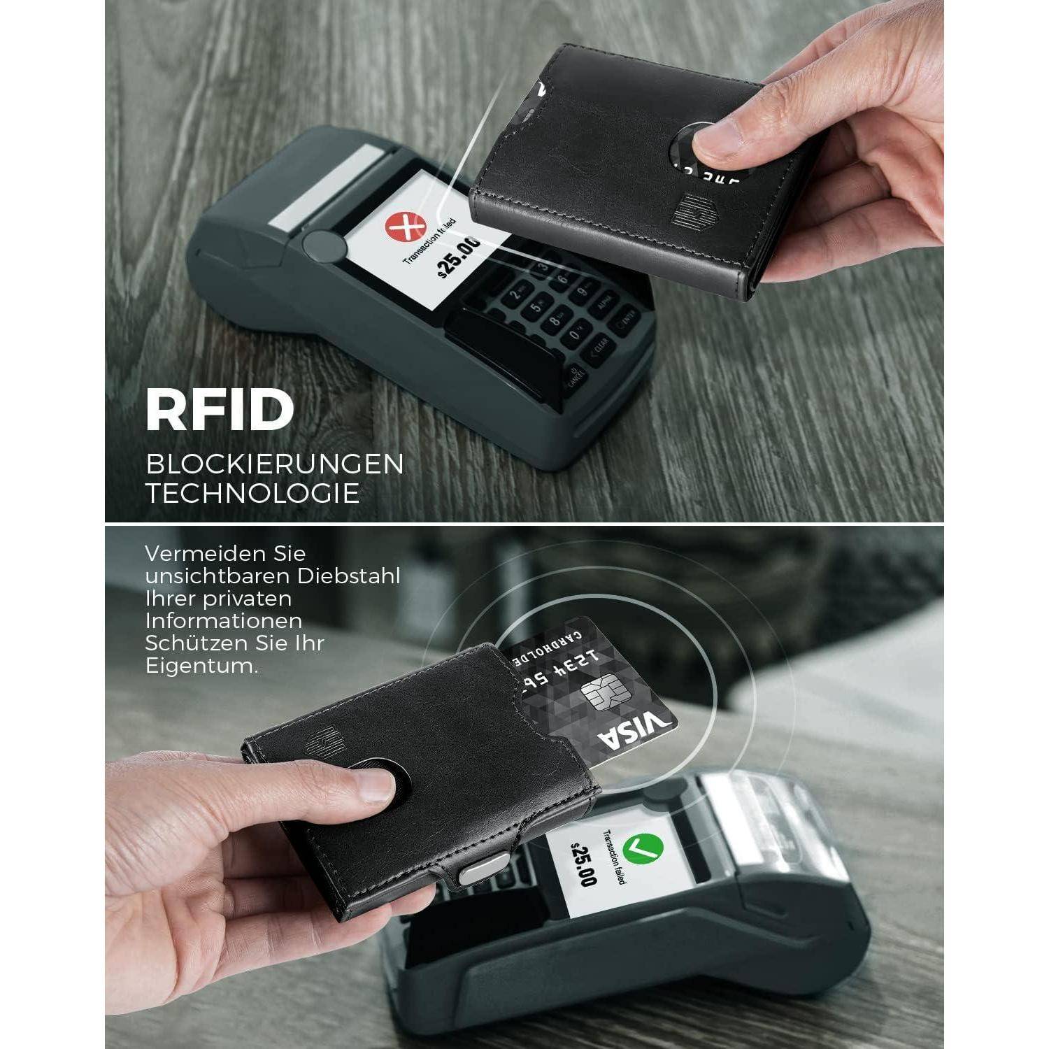 Mini Geldbörse mit Münzfach RFID-Schutz Portmonee Herren Slim Wallet