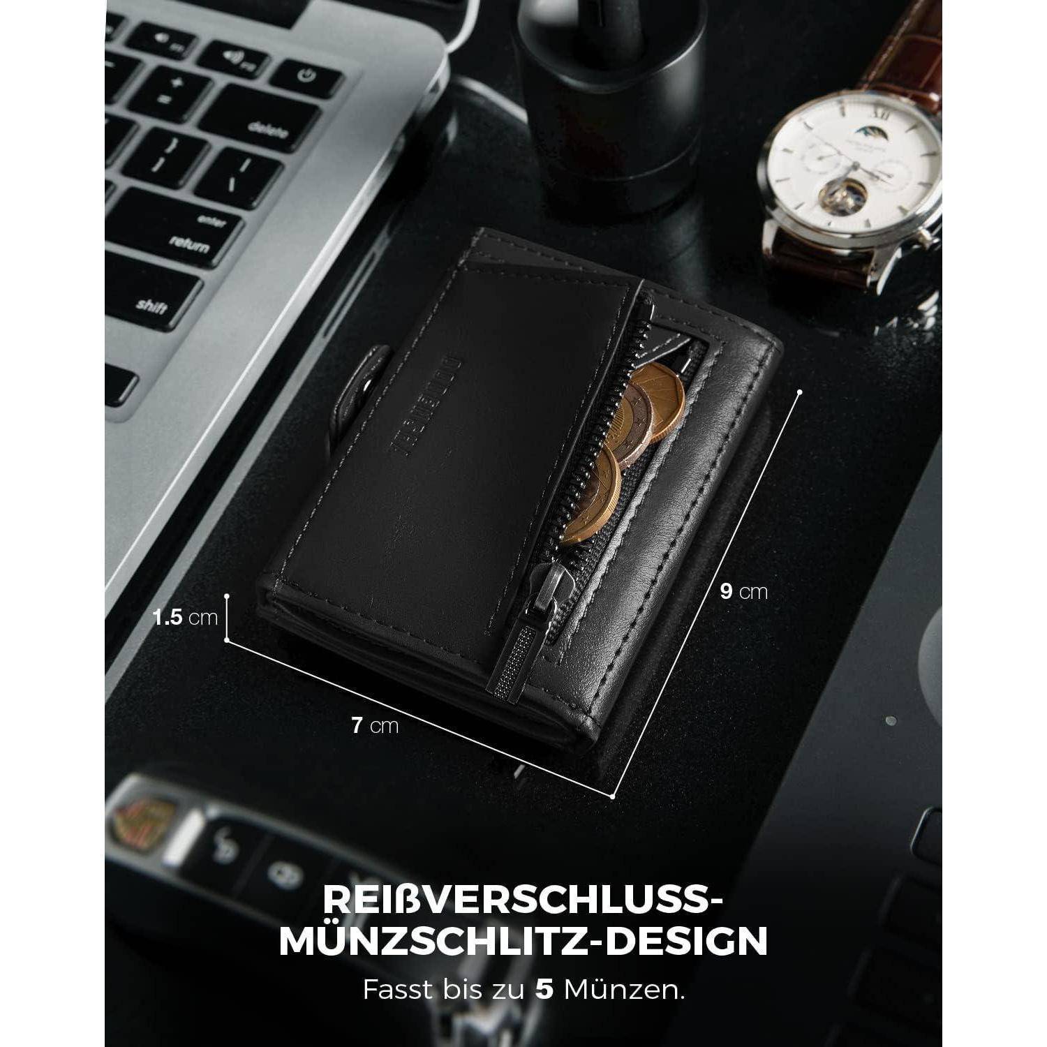 Mini Geldbörse mit Münzfach RFID-Schutz Portmonee Herren Slim Wallet