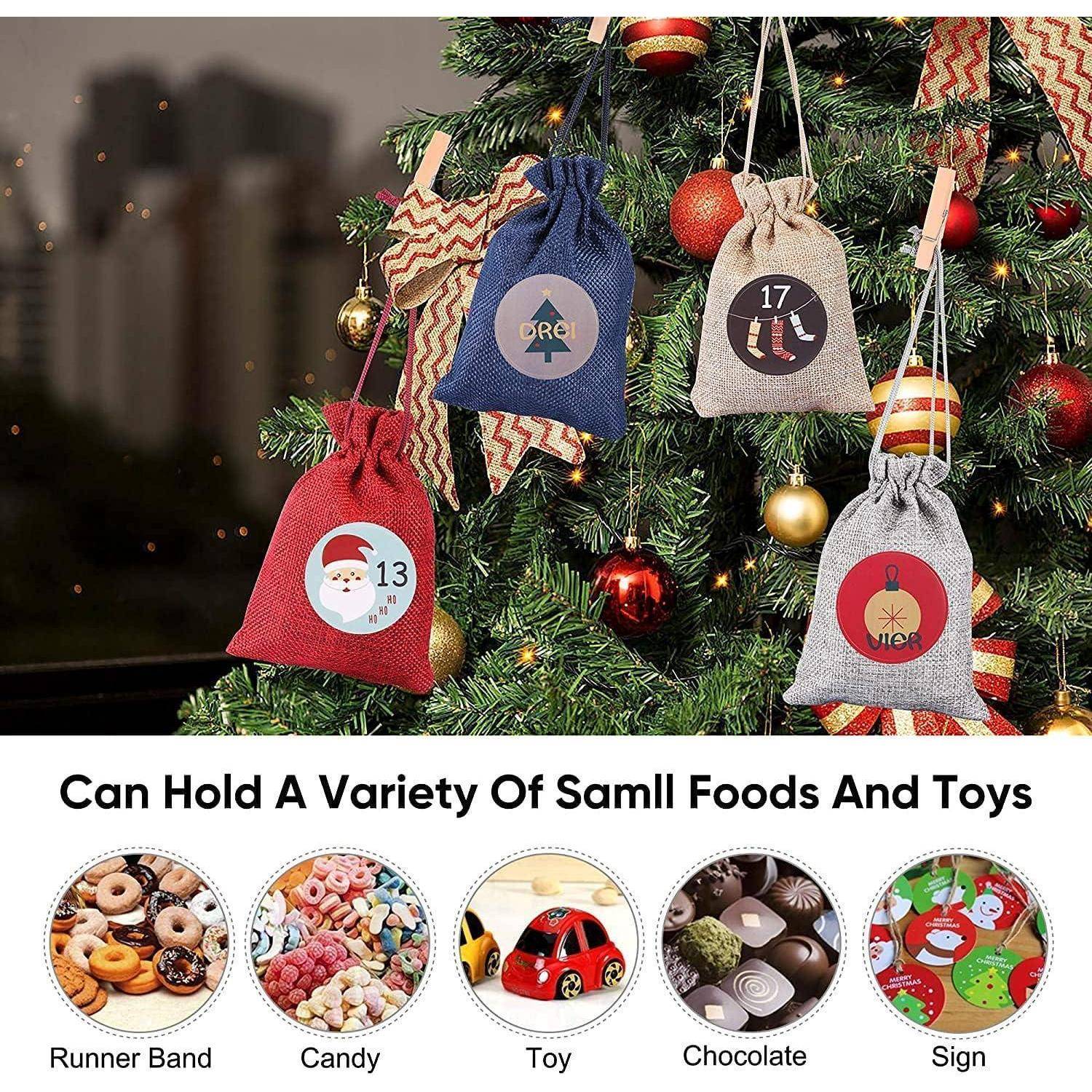 24 Adventskalender Zum Selbst Befüllen Stoffbeutel Set