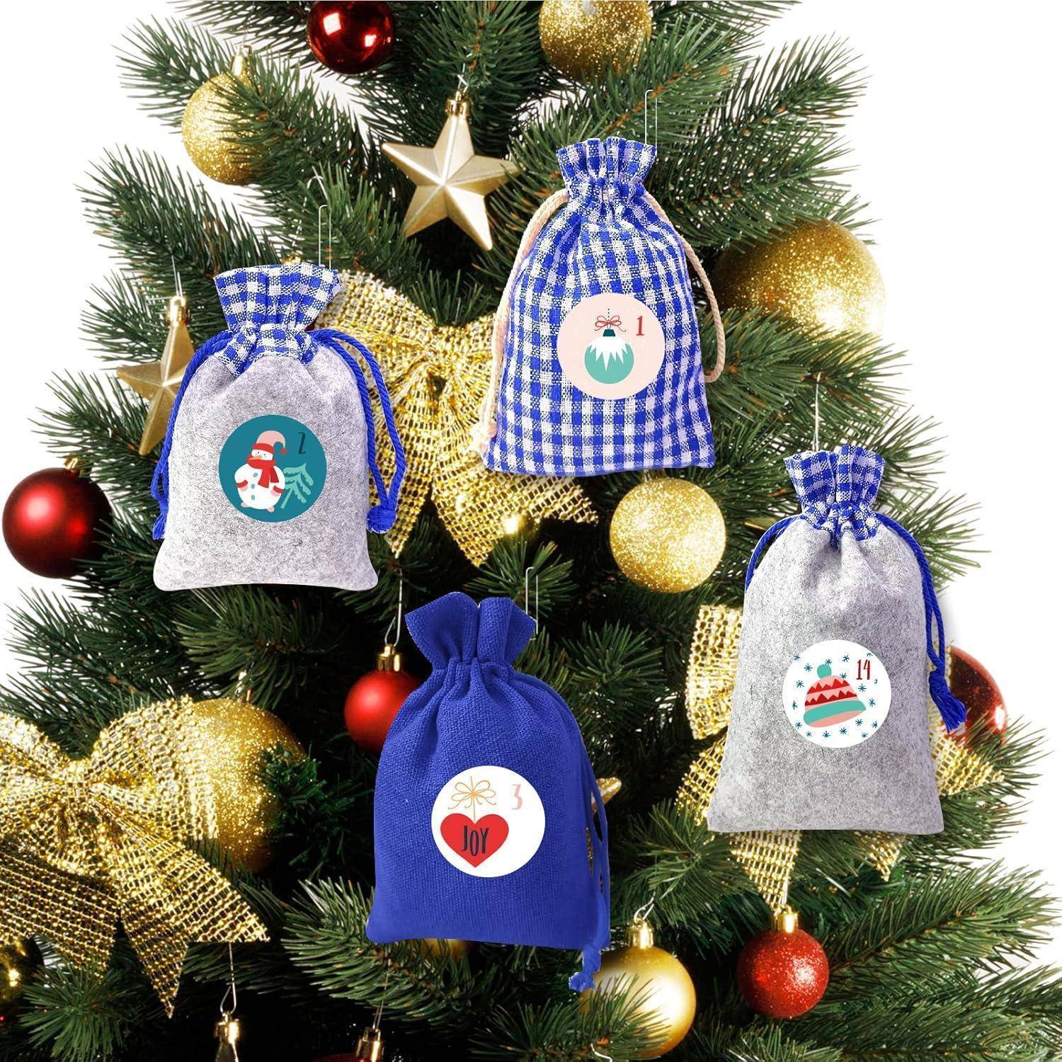 Adventskalender Stoffsäckchen zum Befüllen 24 Weihnachtskalender