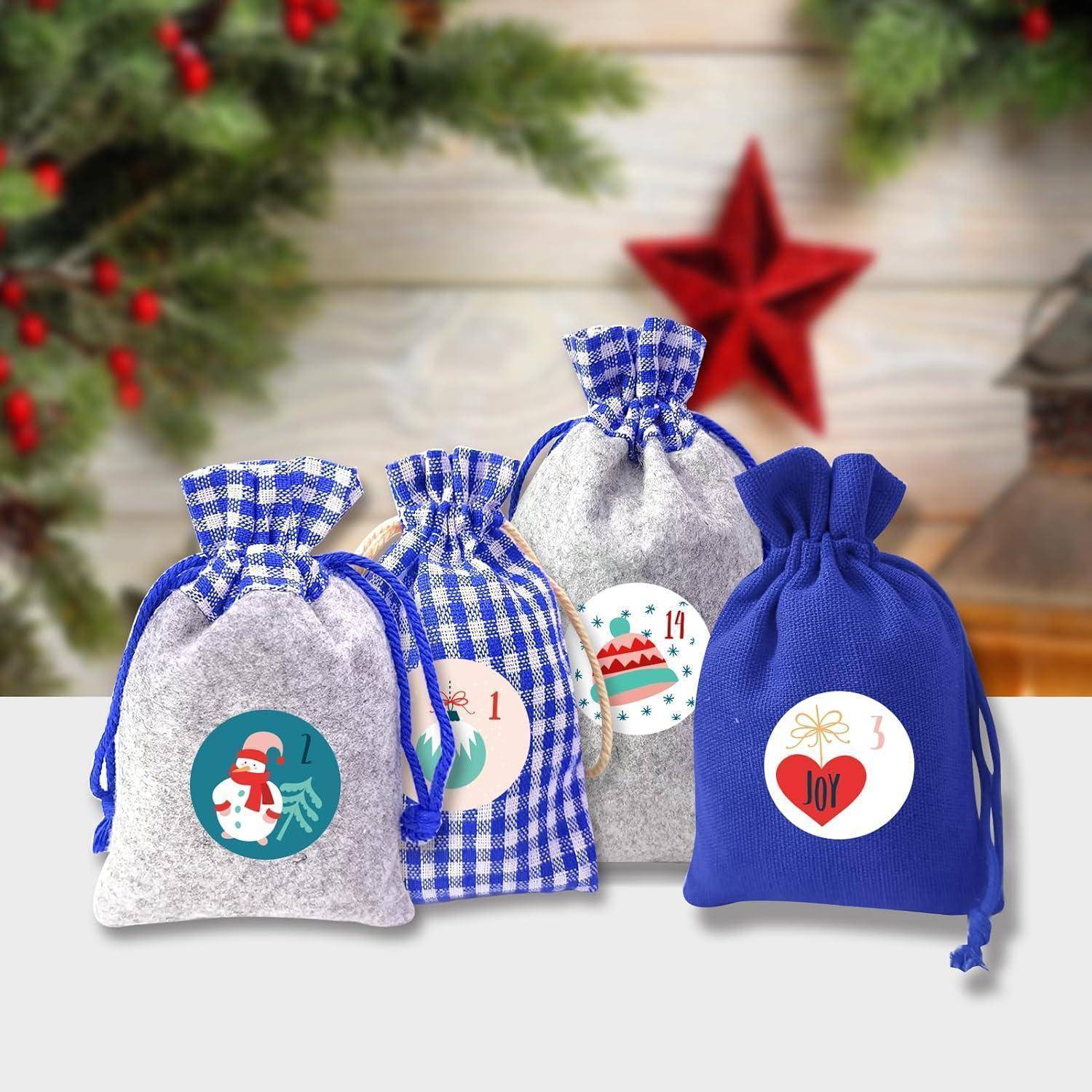 Adventskalender Stoffsäckchen zum Befüllen 24 Weihnachtskalender