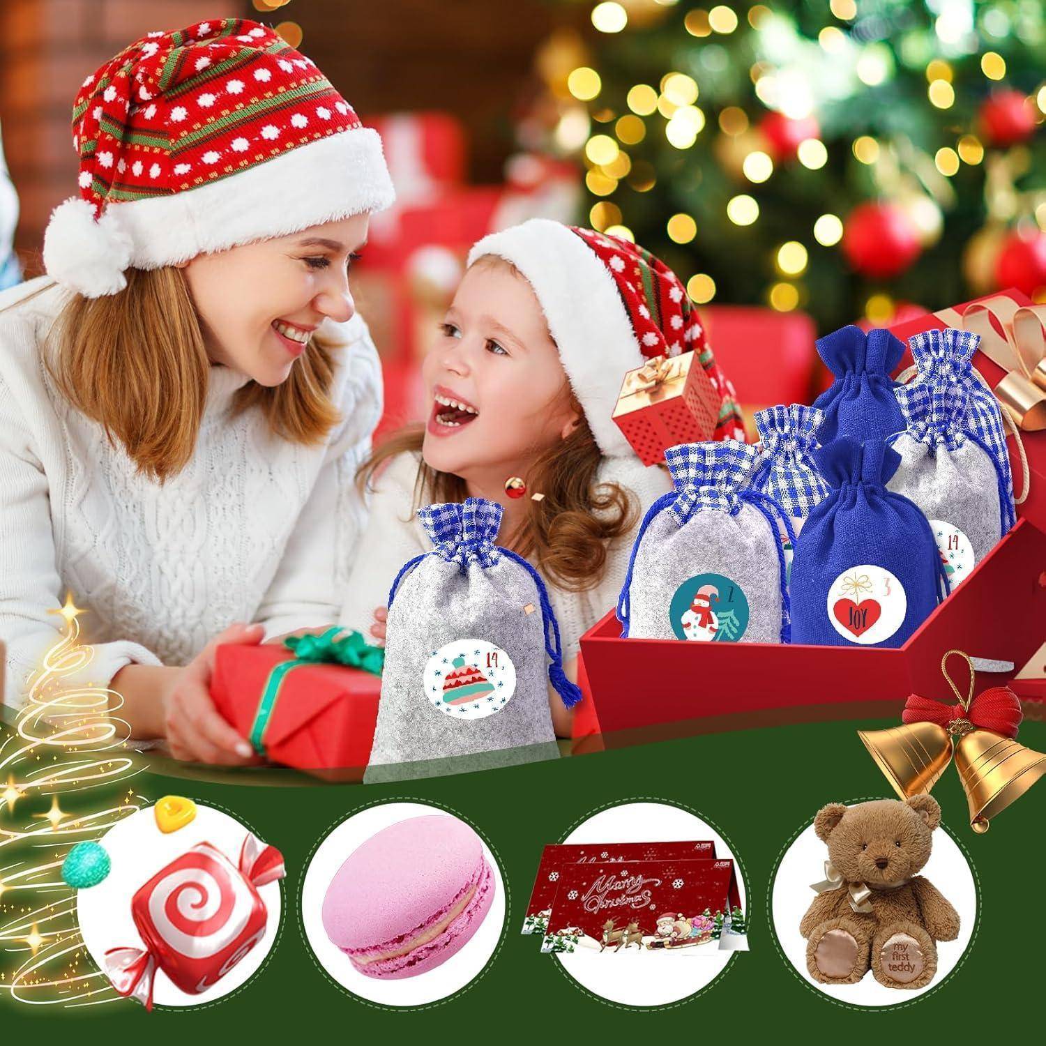 Adventskalender Stoffsäckchen zum Befüllen 24 Weihnachtskalender
