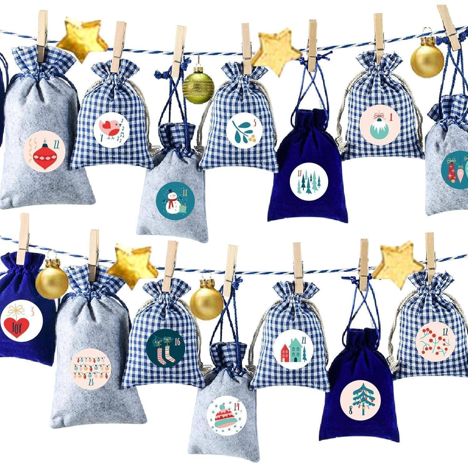 Adventskalender Stoffsäckchen zum Befüllen 24 Weihnachtskalender