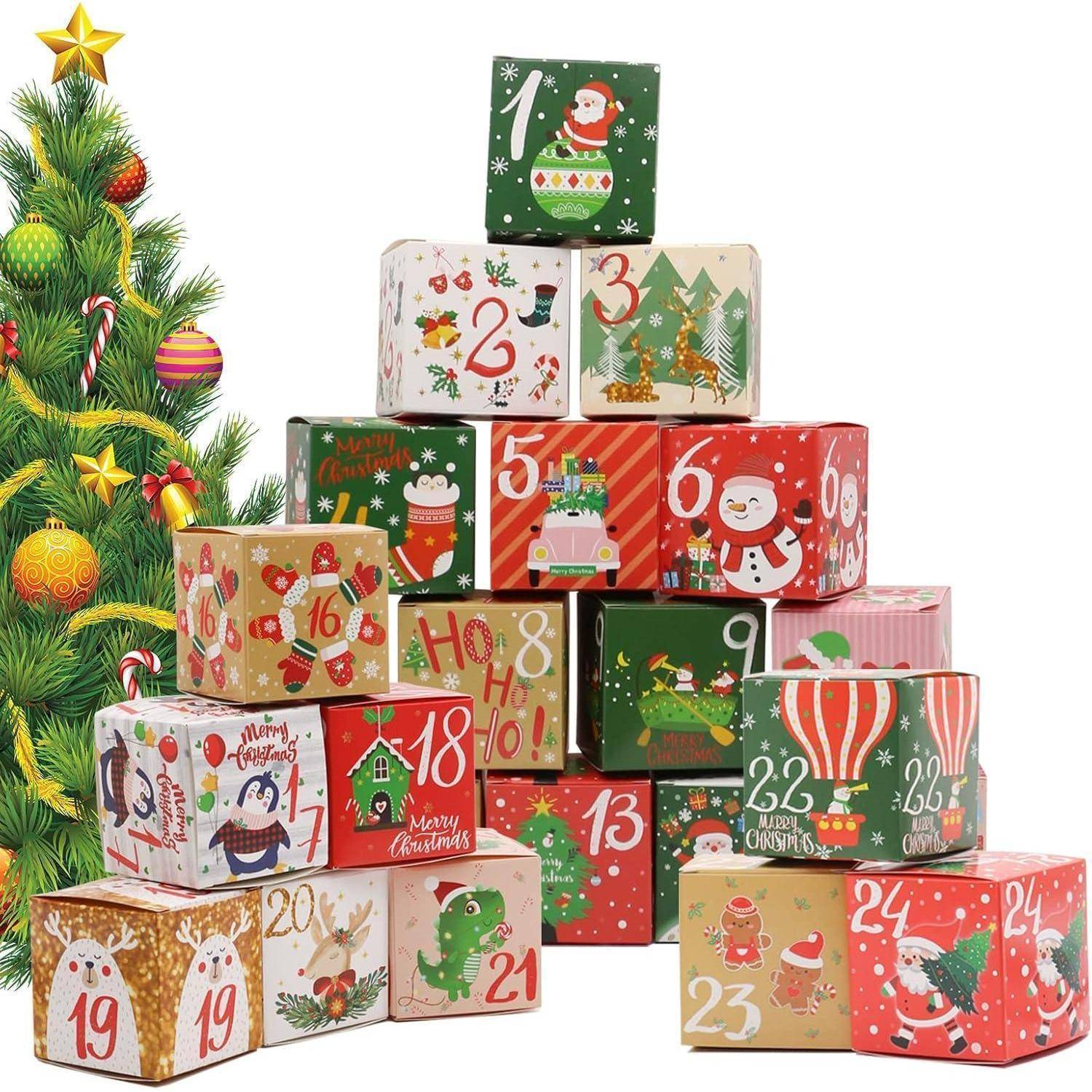 24 Weihnachts-Adventskalender zum Befüllen in Geschenktüten