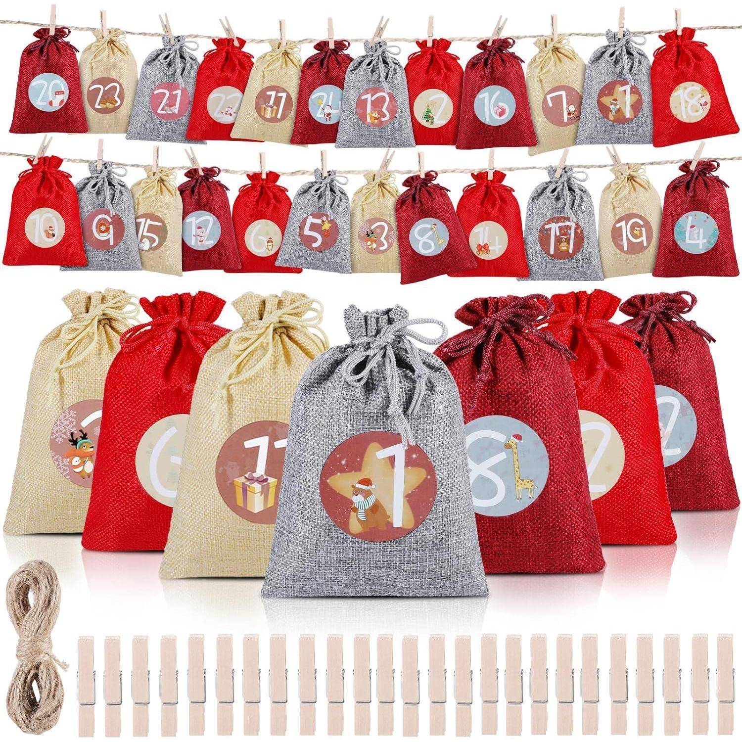 Adventskalender zum Befüllen Weihnachten basteln DIY Groß 24 Säckchen
