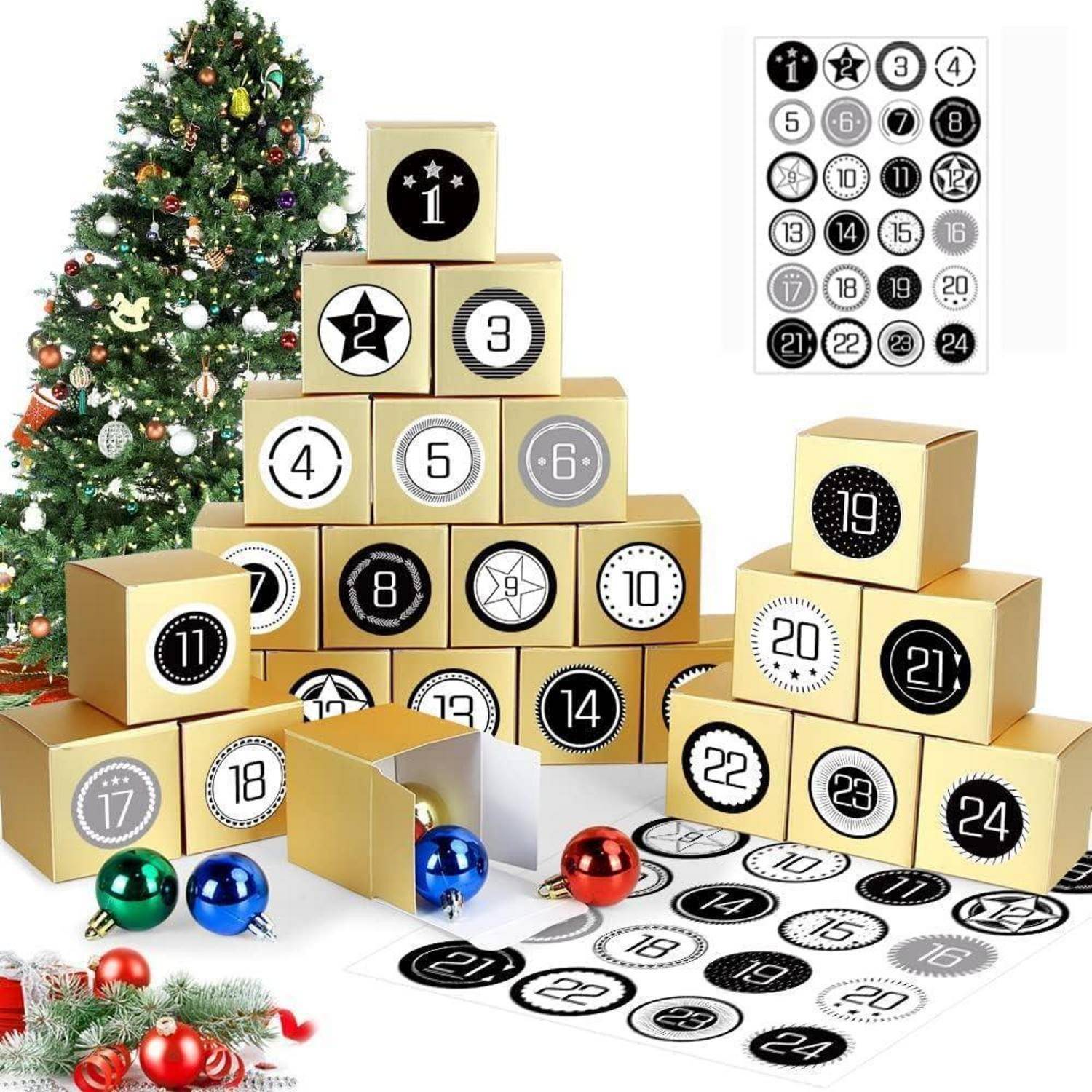 Adventskalender zum Befüllen 24 Schachteln DIY Geschenkboxen