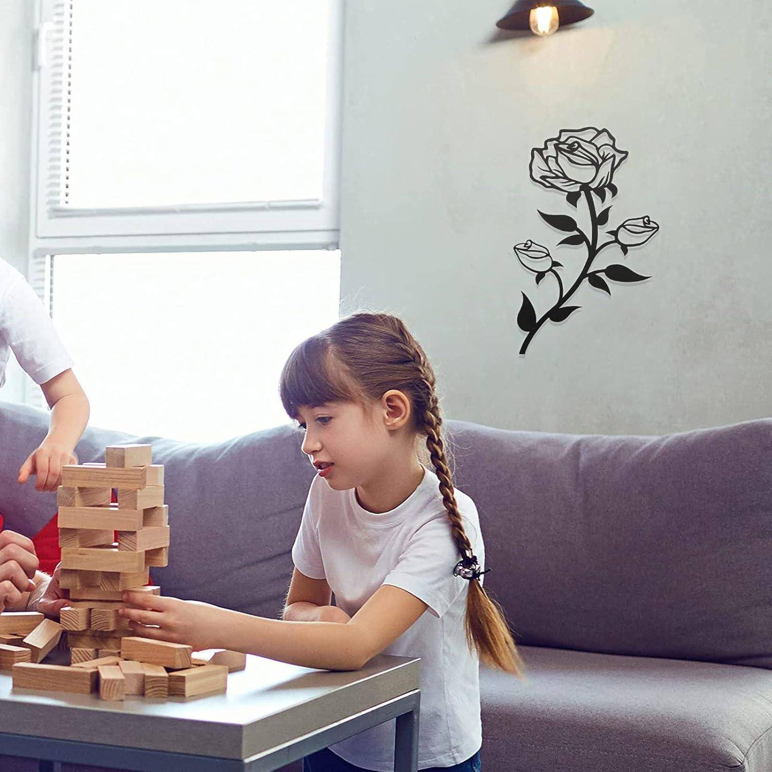 Große Schwarze Metall Rosen Wanddeko 38CM Hoch für Zuhause Büro