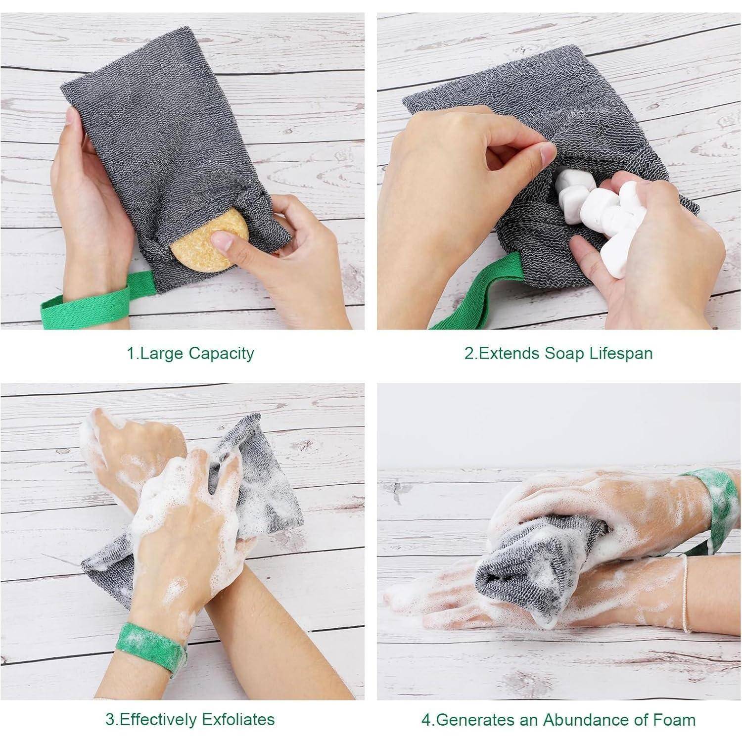6er Pack Exfoliating Seifensack, Seifensäckchen Nylon, Premium