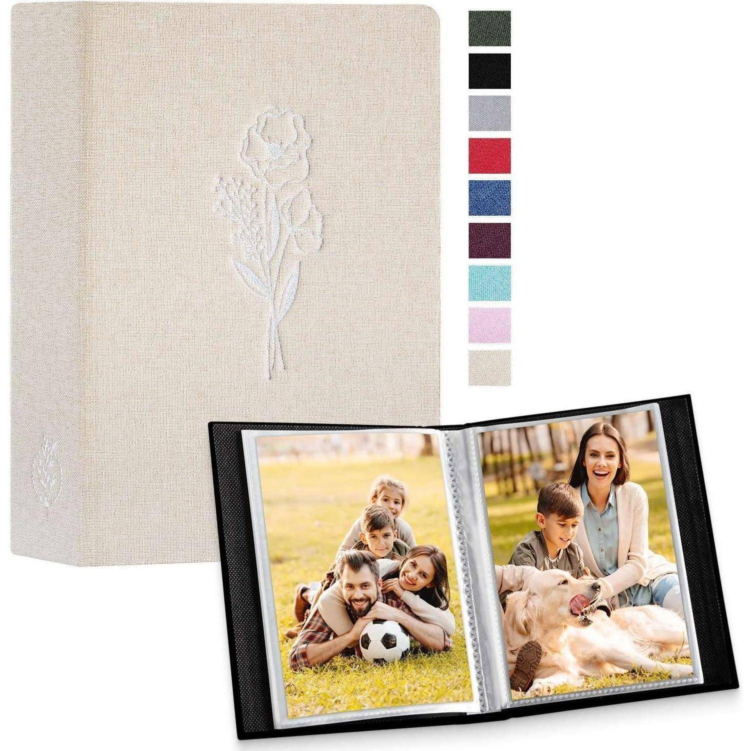 Fotoalbum 100 Fotos 10x15 Leinen Grau 2er Pack Mini Hochformat