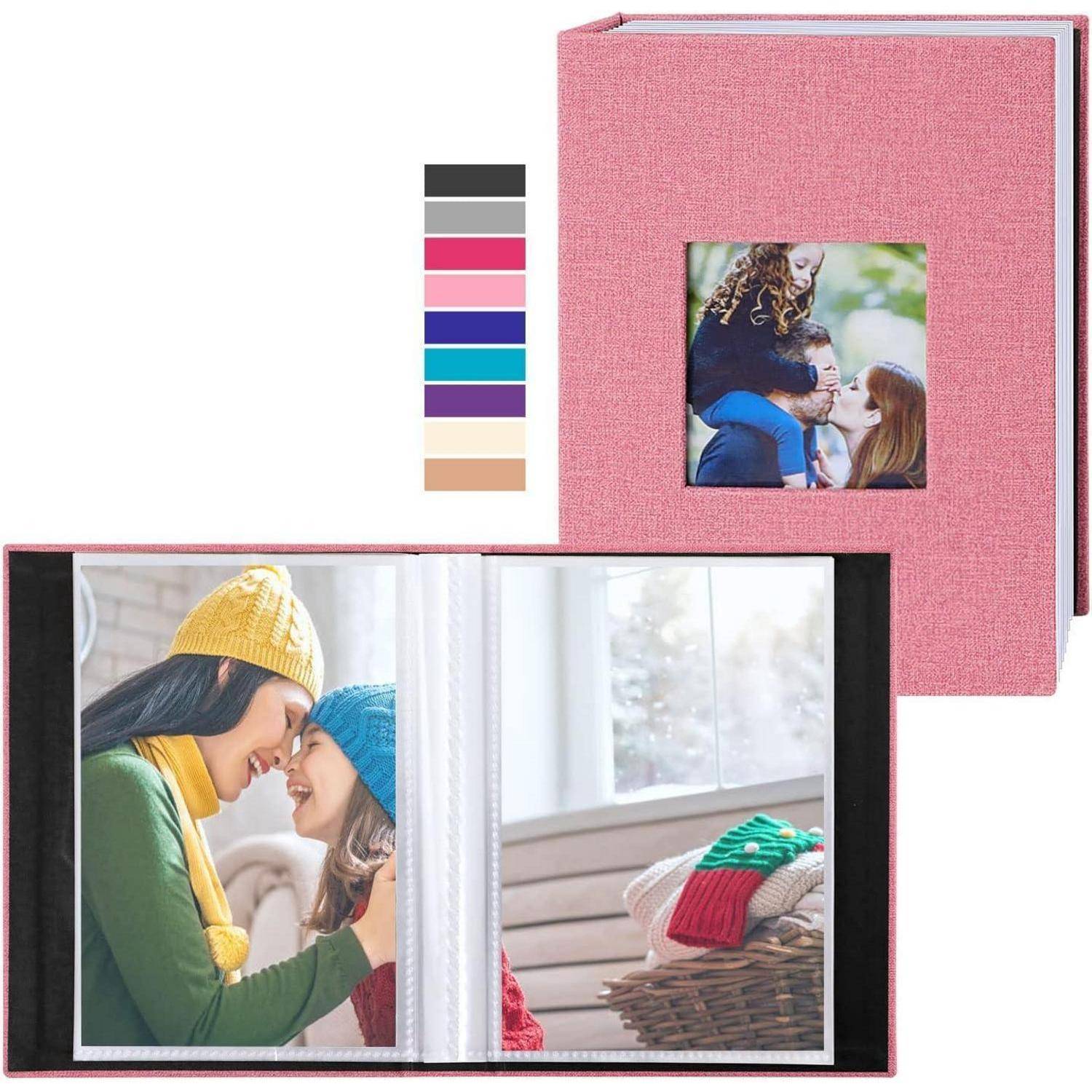 Fotoalbum 10x15cm 50x2 Leinen Einsteckalbum Hochformat Rosa