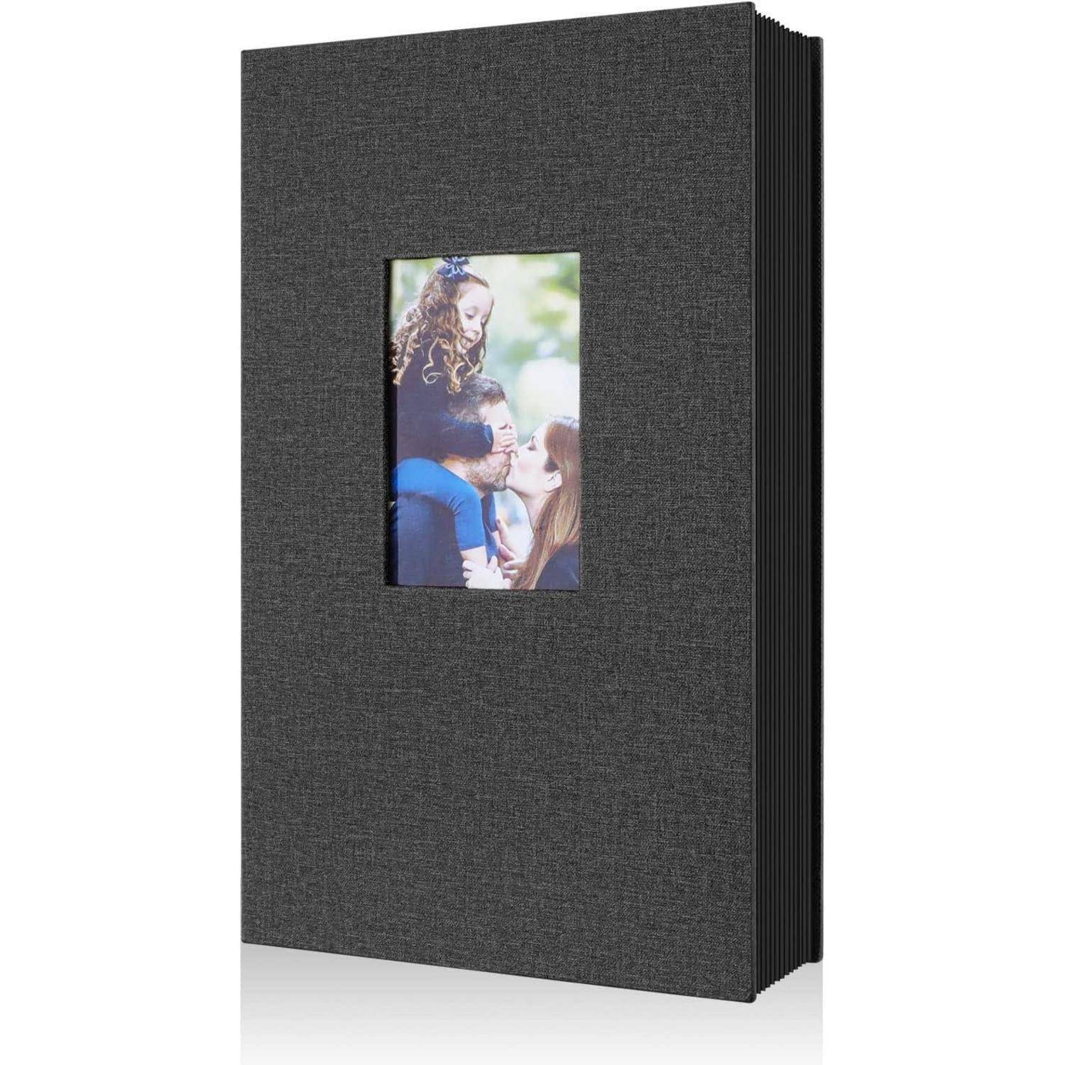 Fotobuch 10x15 Leinen Fotoalbum 300 Taschen Schwarz