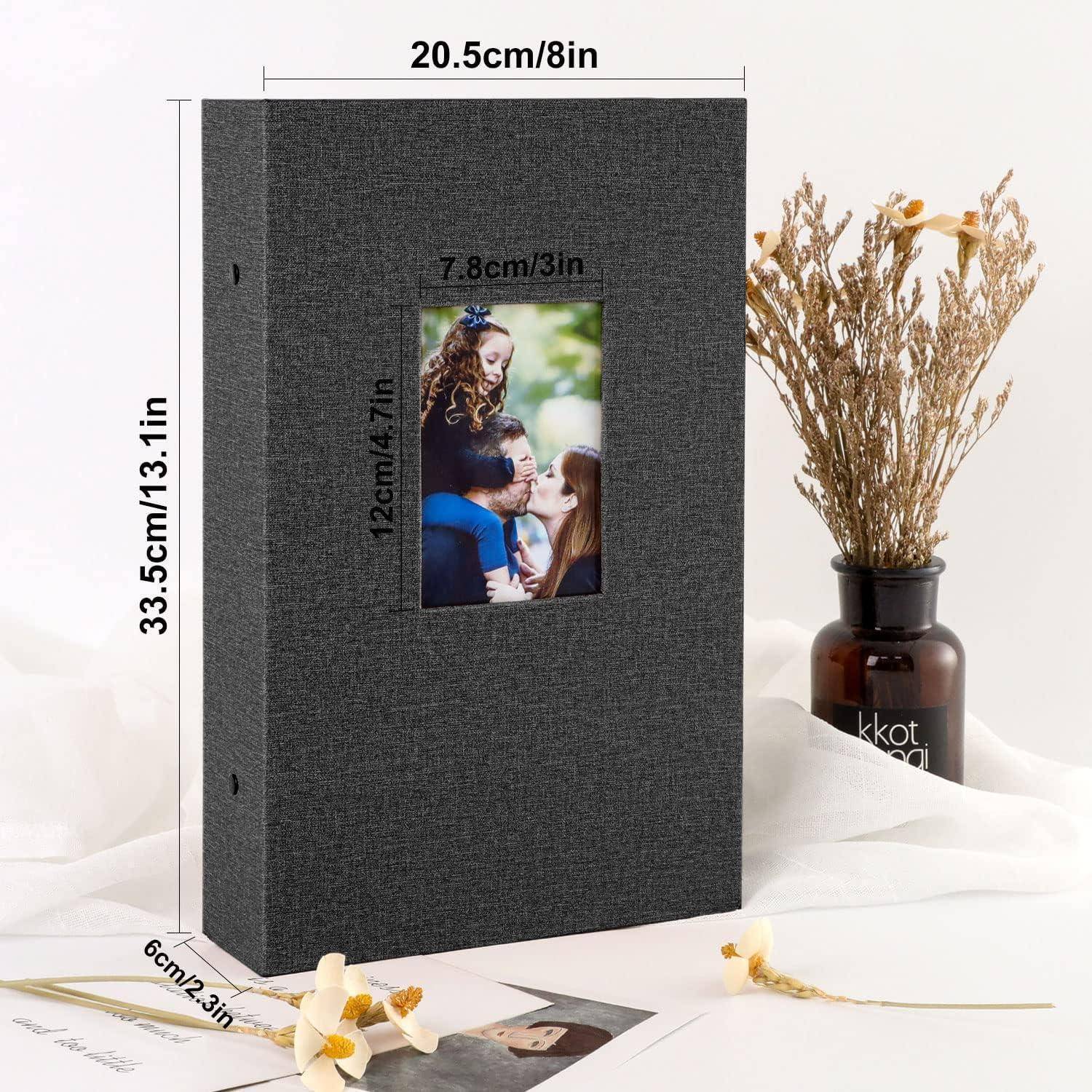 Fotobuch 10x15 Leinen Fotoalbum 300 Taschen Schwarz