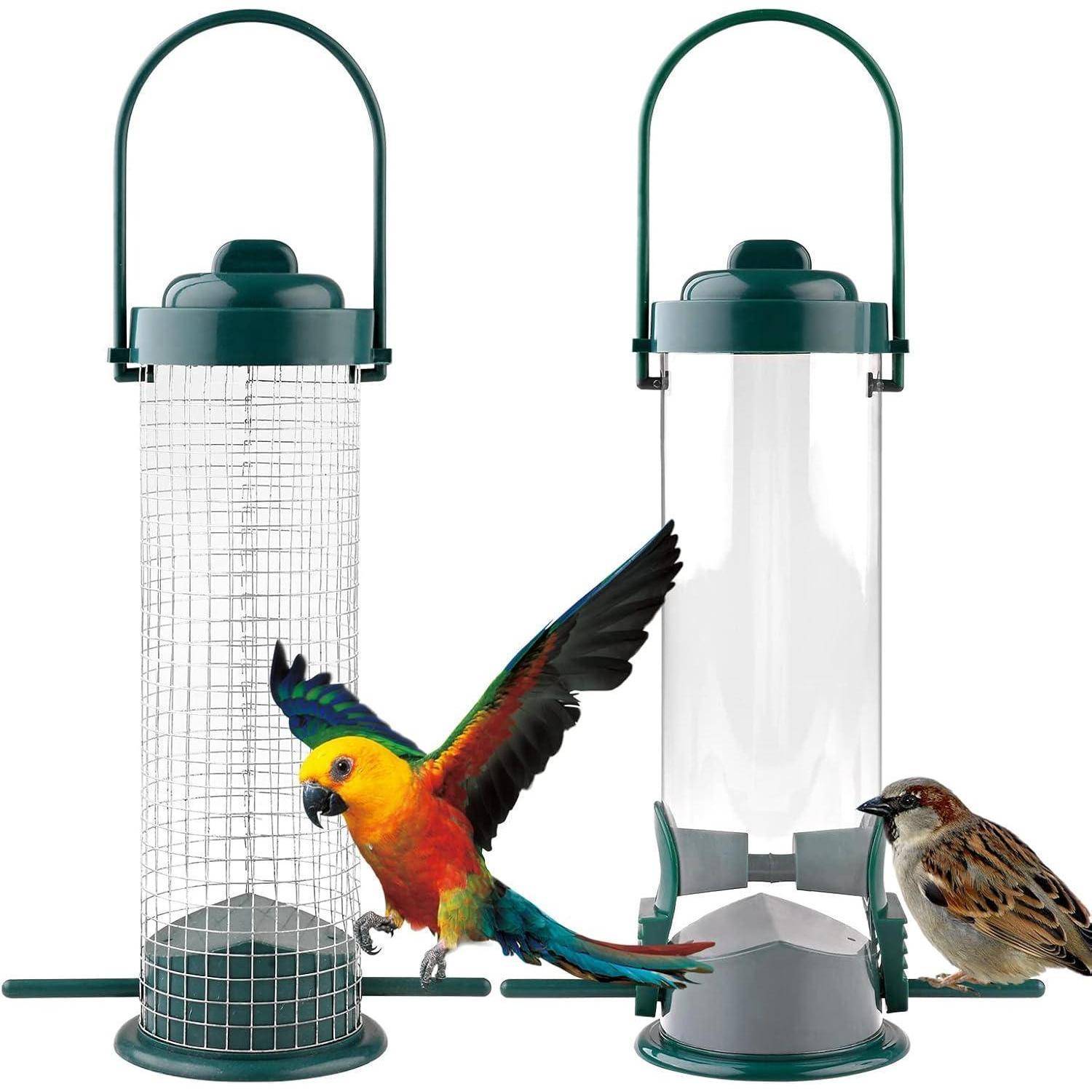 Vogelfutterautomat mit 2 Ports für Saatgutfütterung & Erdnussfütterung