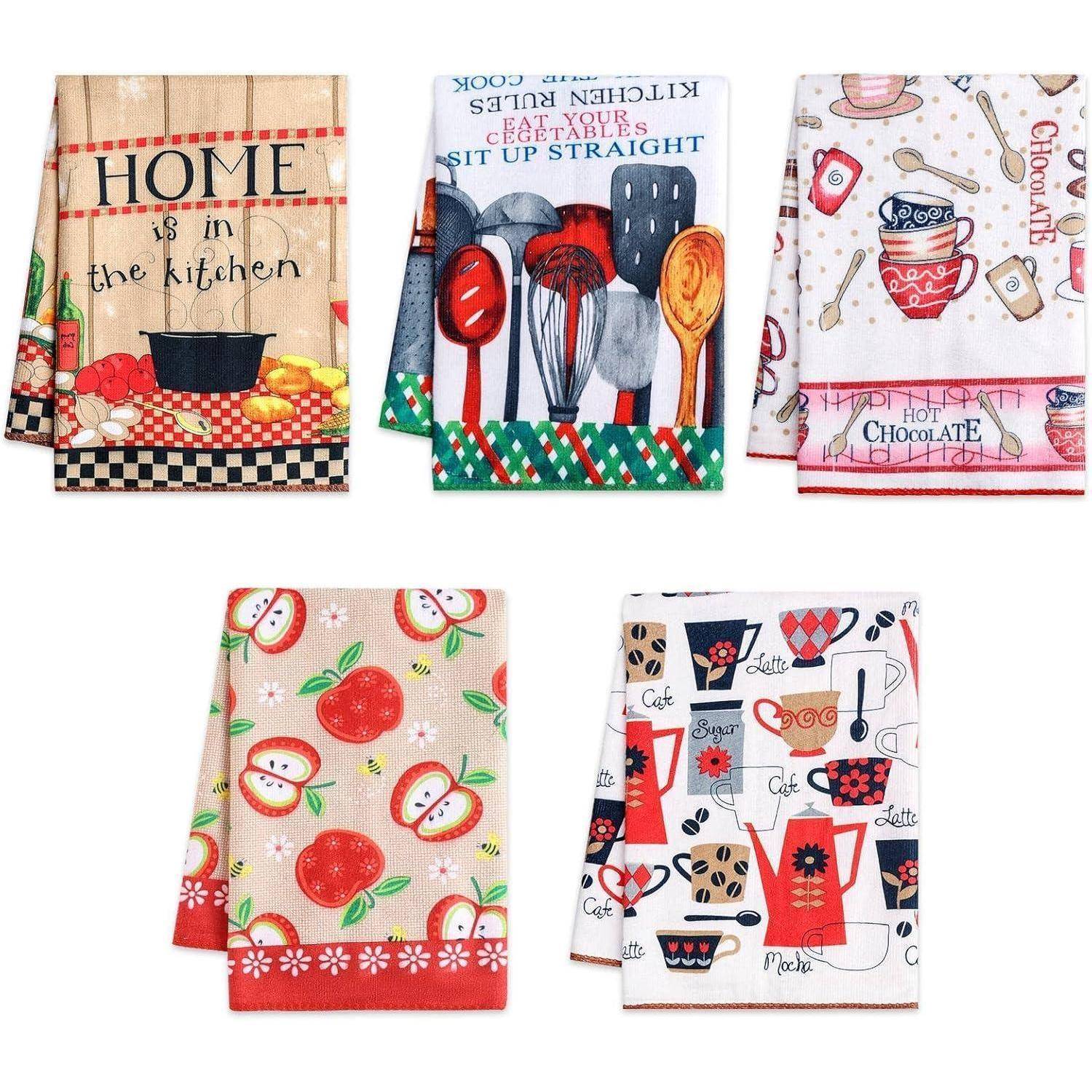 Geschirrtücher 5er Set Mikrofasertücher 55x40cm Mehrfarbig Saugfähig