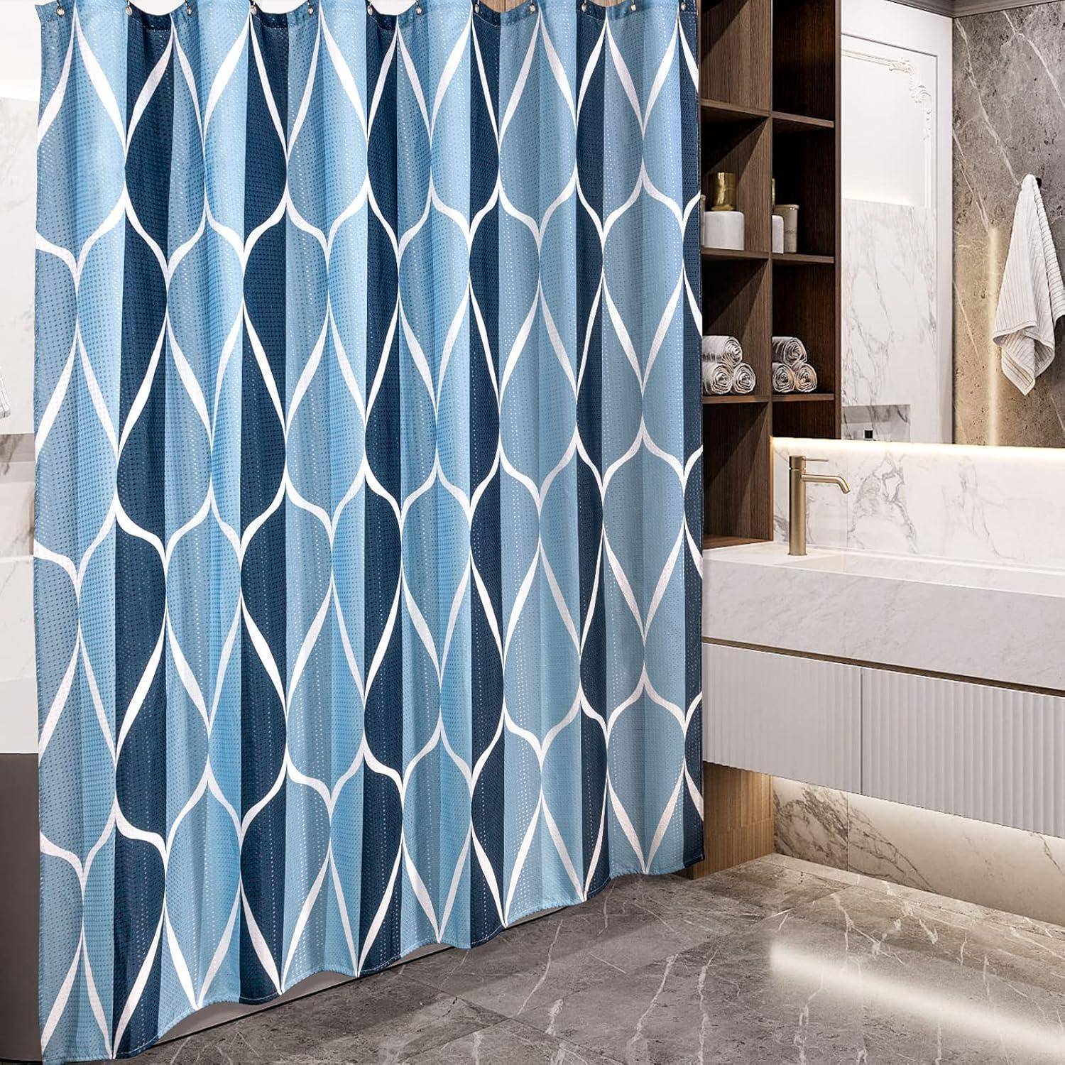 Geometrischer Duschvorhang mit Metallhaken, Anti-Schimmel, wasserdicht