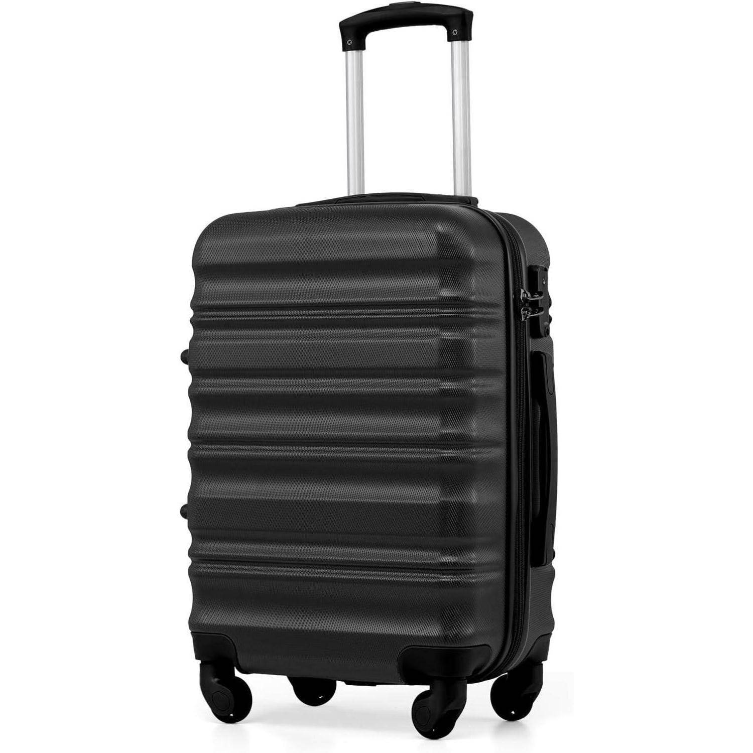 Hartschalen-Koffer mit TSA-Schloss, 4 Rollen Schwarz 56x39x22cm