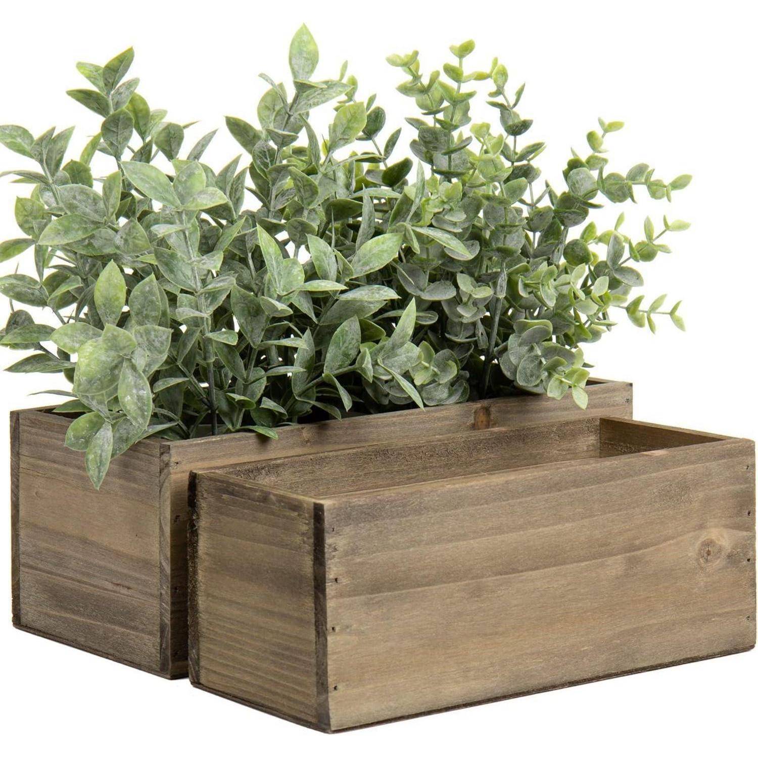 Blumentopf Set Echtholz Natürlich Vintage Antik Look Pflanzkiste