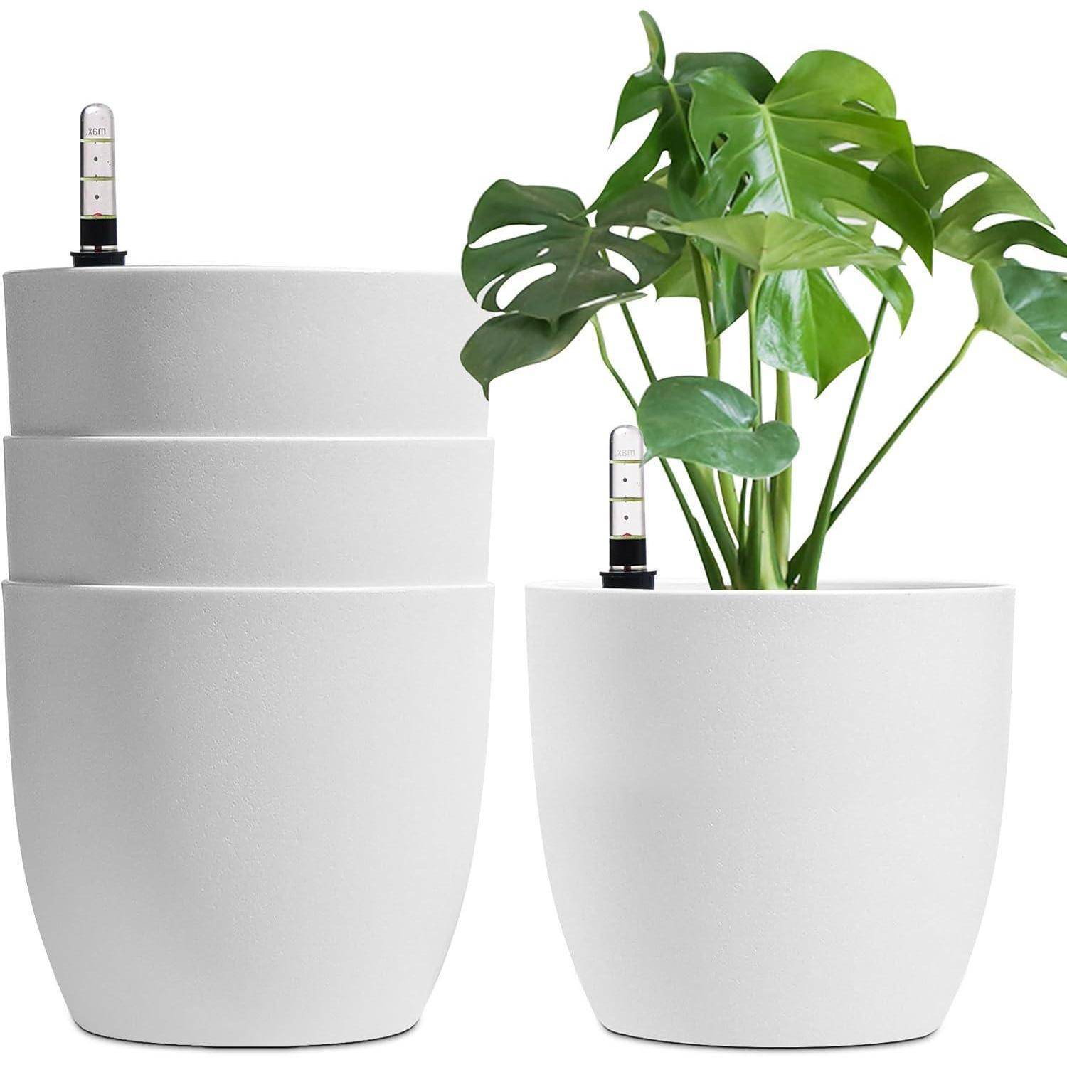 Selbstwässernder Blumentopf 4er-Set mit Wasseranzeiger 22cm