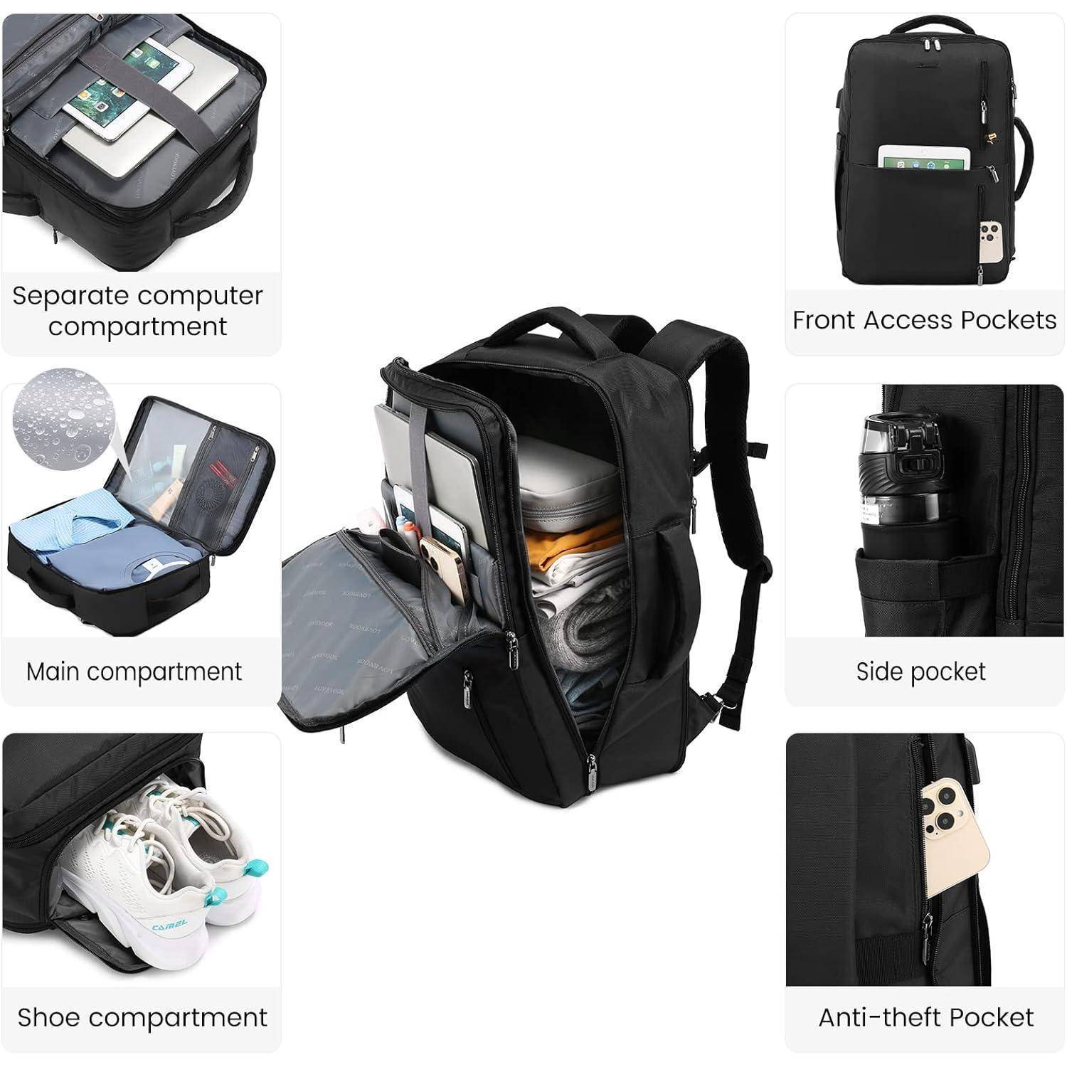 Handgepäck Rucksack Flugzeug Damen Herren Schuhfach 40l 17 Zoll