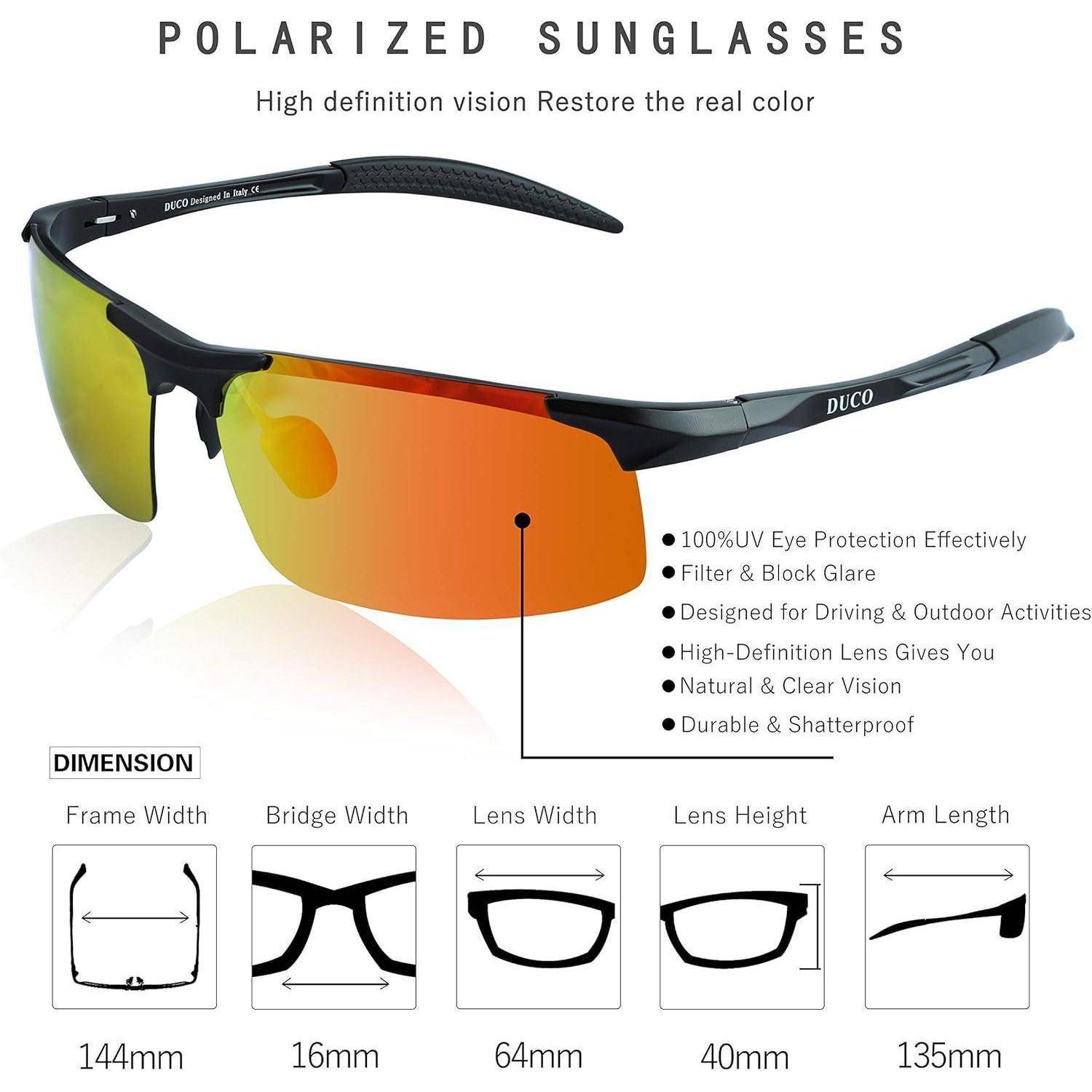Herren Sportbrille Polarisierte Sonnenbrille Al-Mg Metallrahmen UV400