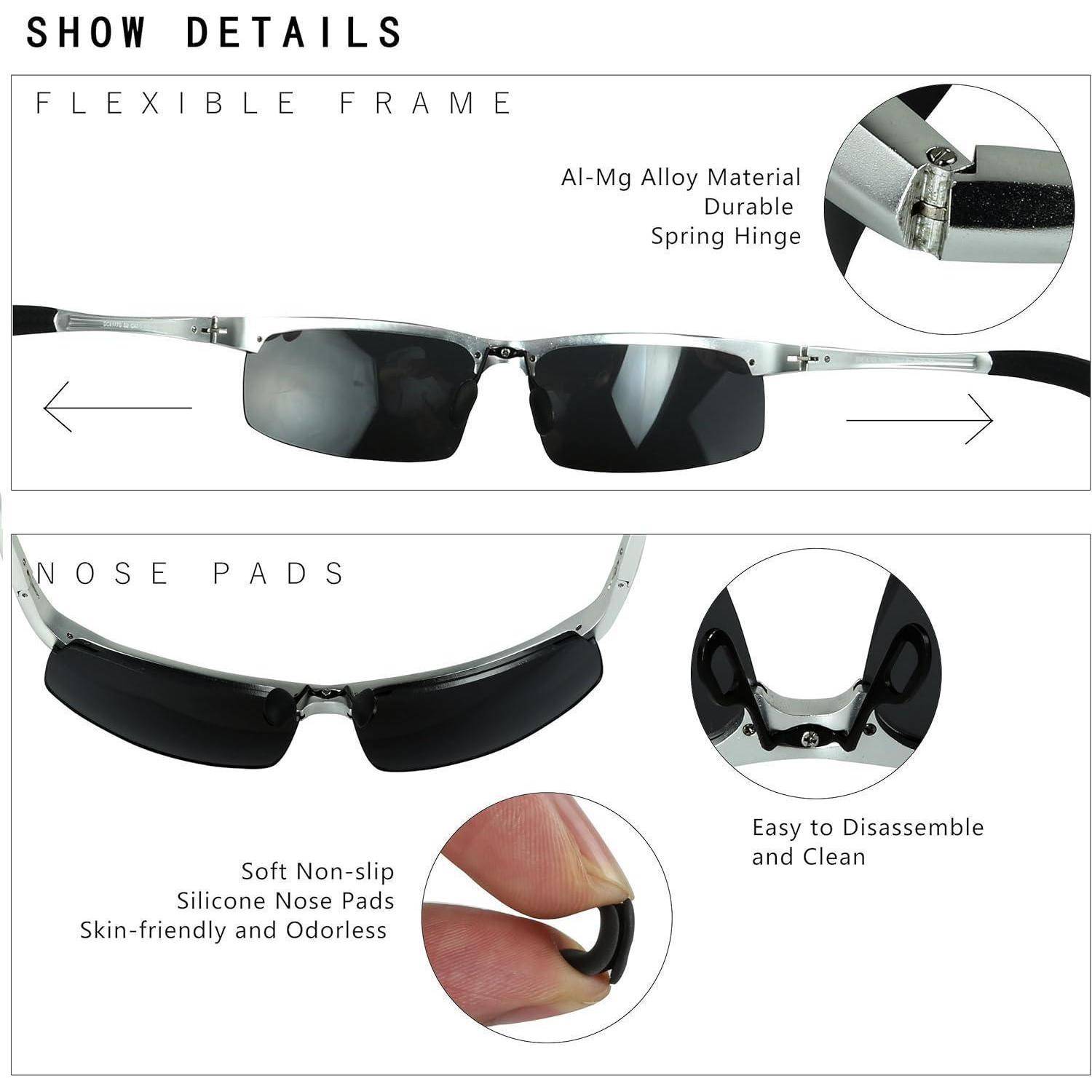 Herren Sportbrille Polarisierte Sonnenbrille Al-Mg Metallrahmen UV400