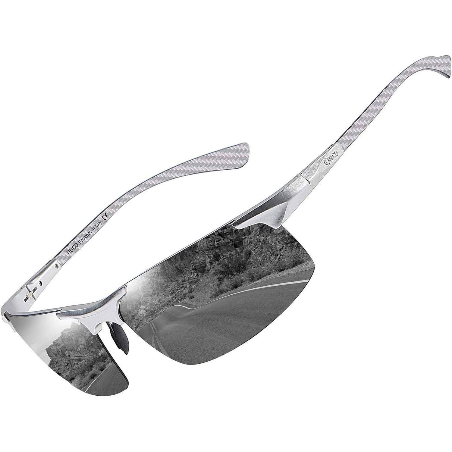 Polarisierte Herren Sonnenbrille Metallrahmen Kohlefaser UV400 CAT 3