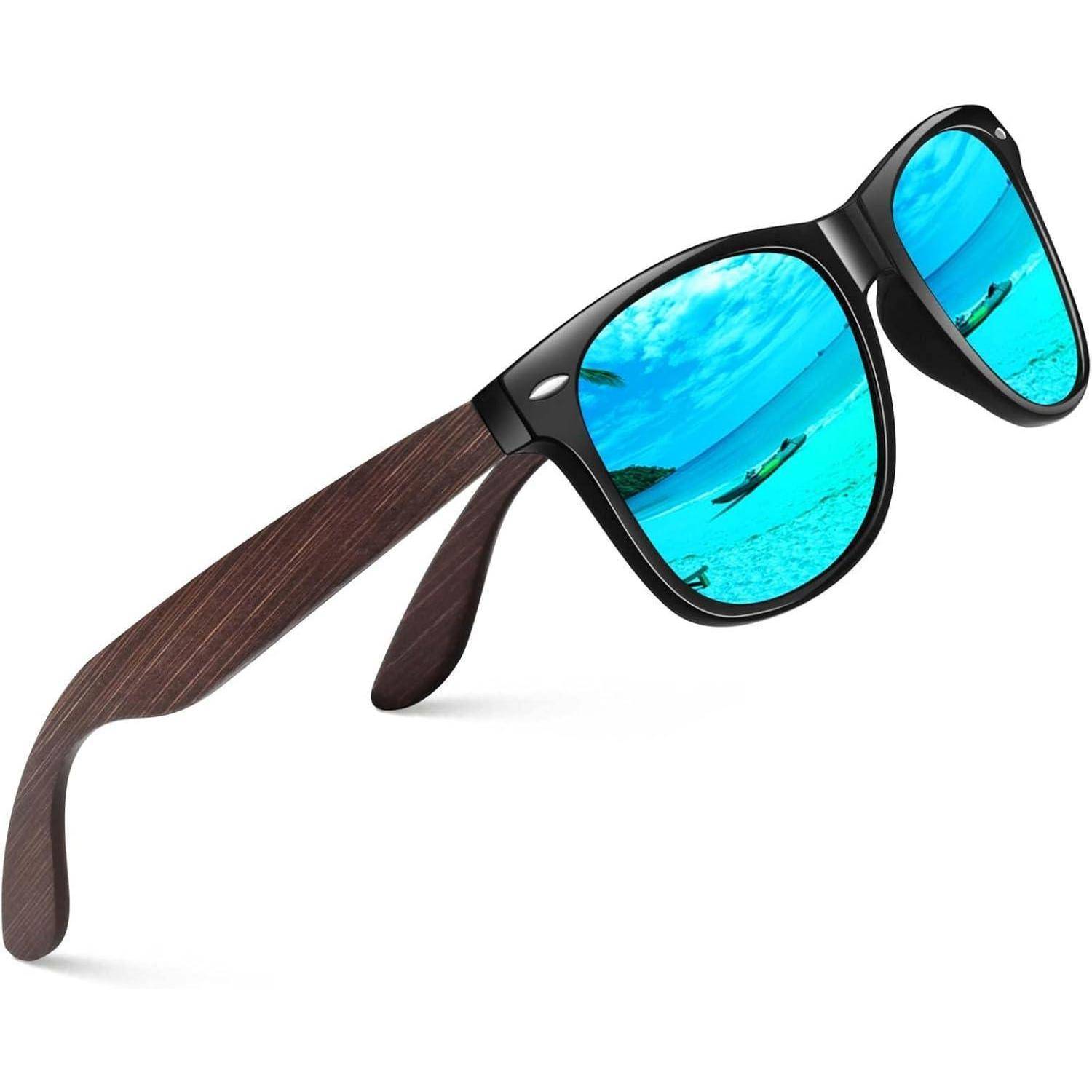 Sonnenbrille Holz Walnuss Damen Herren Polarisiert UV400 CAT3