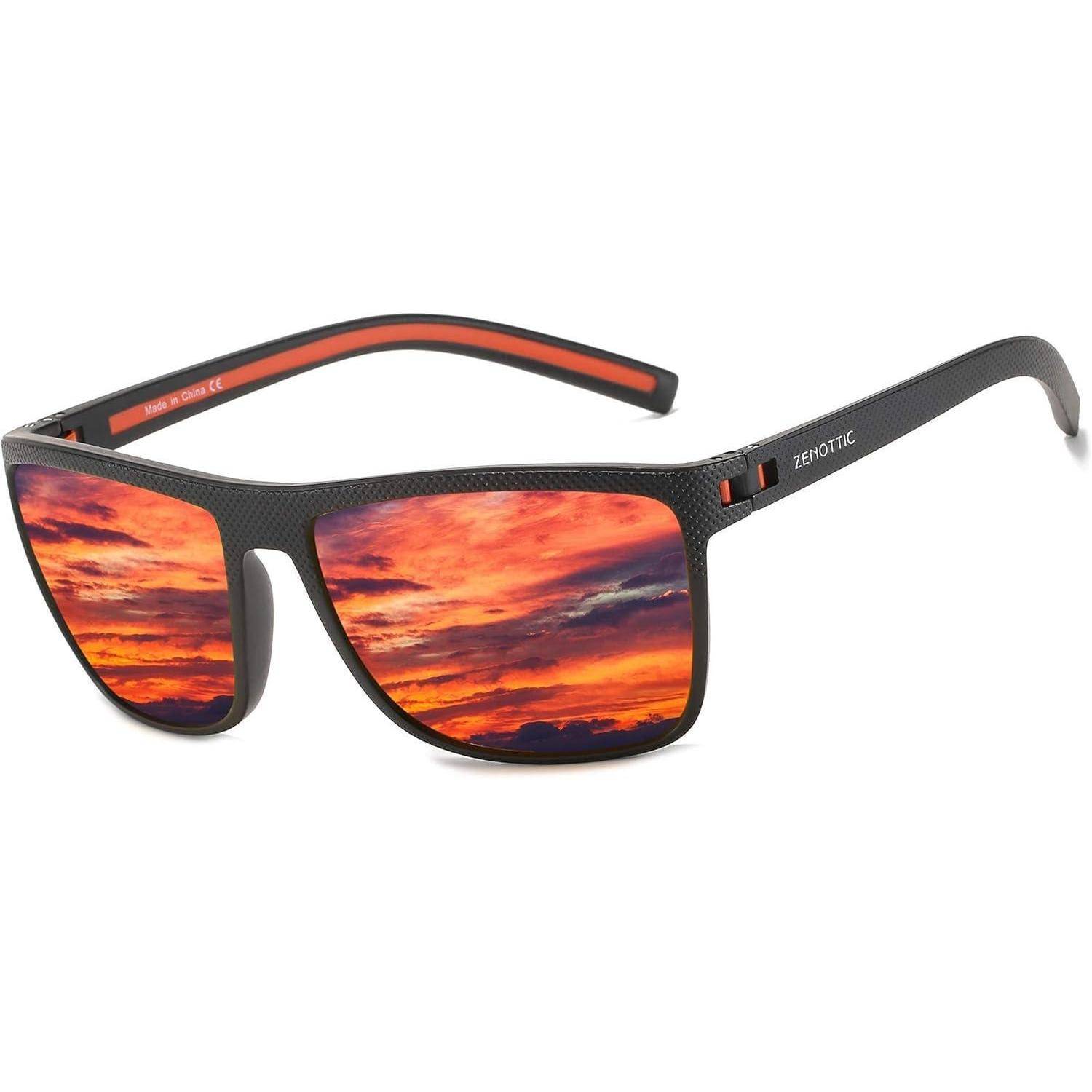 Sonnenbrille Herren Polarisiert TR90 UV400 Schutz Quadrat C06 Schwarz