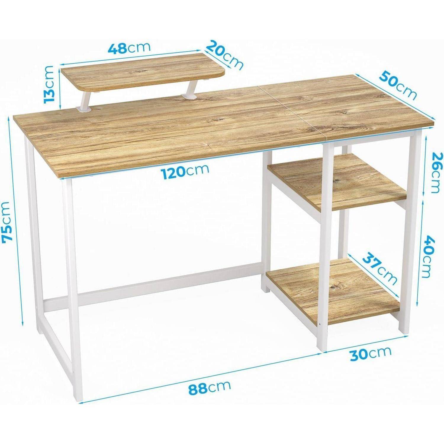 Schreibtisch 120cm mit Stauraum und Monitorständer Beige