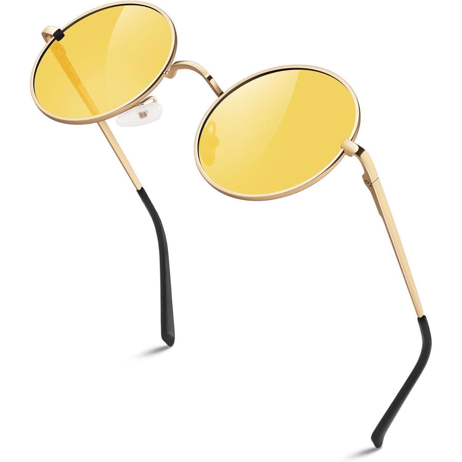 Sonnenbrille Herren Damen Retro Rund Polarisiert 100% UV-Schutz Kleine