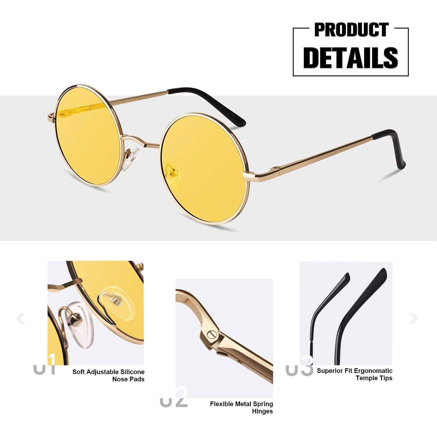 Sonnenbrille Herren Damen Retro Rund Polarisiert 100% UV-Schutz Kleine