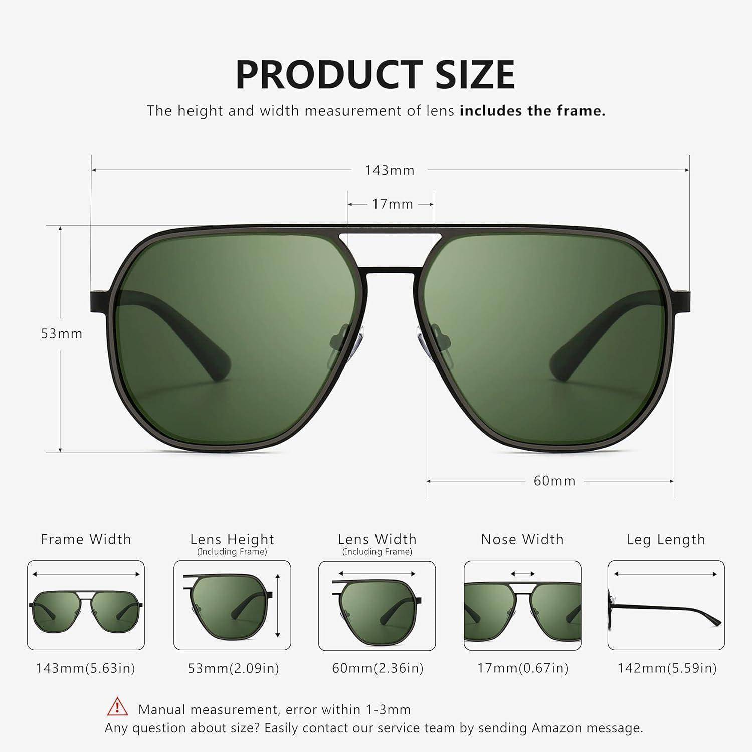 Polygon Sonnenbrille Herren polarisiert quadratisch Retro Pilot UV400