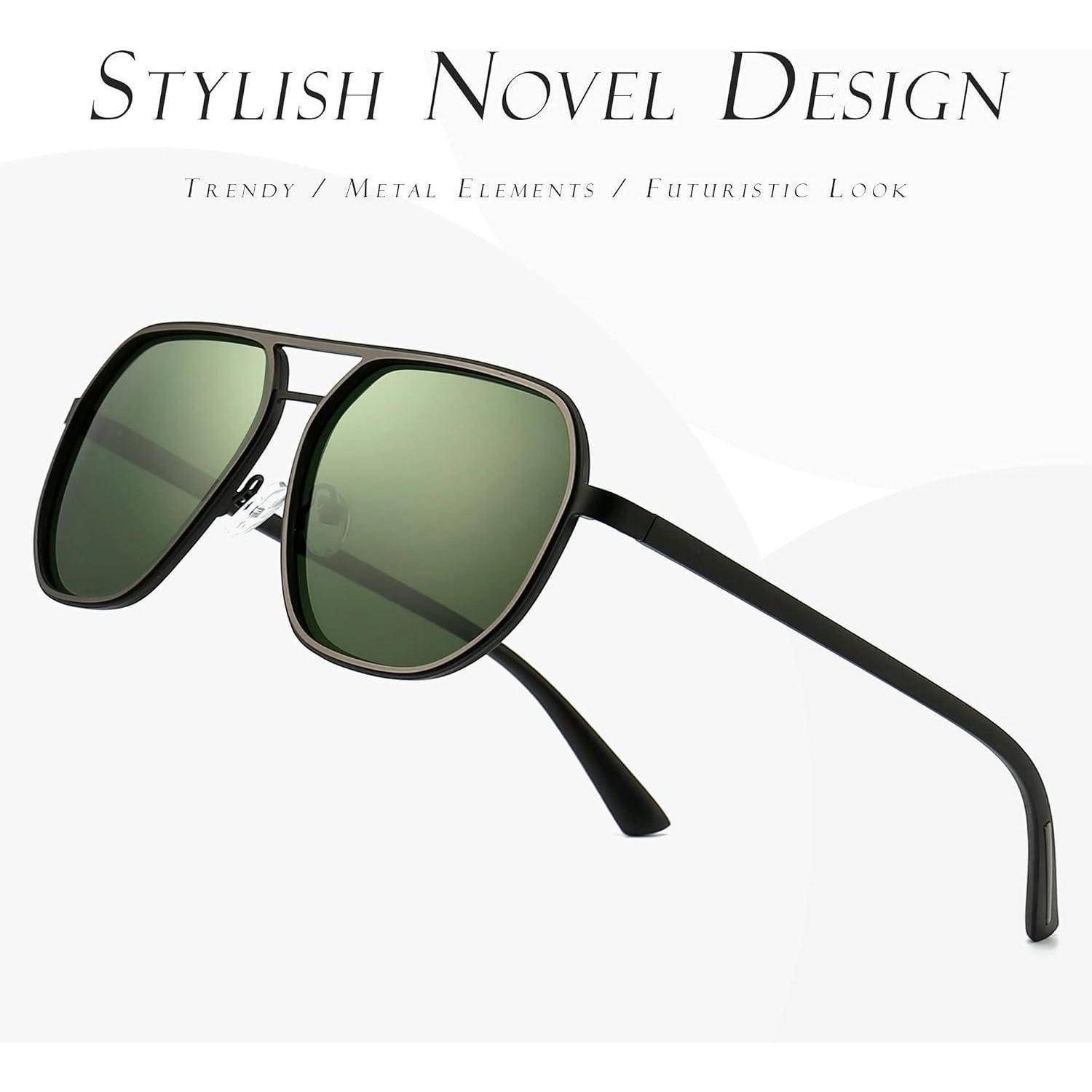 Polygon Sonnenbrille Herren polarisiert quadratisch Retro Pilot UV400