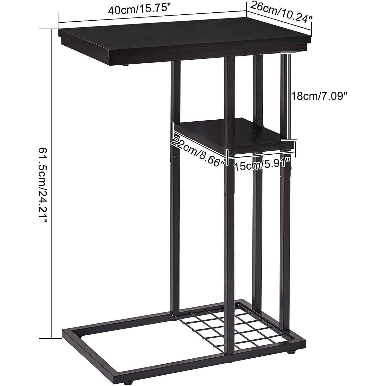 Beistelltisch Kaffeetisch C-Form Schwarz Industrie-Design 40x26x61.5cm