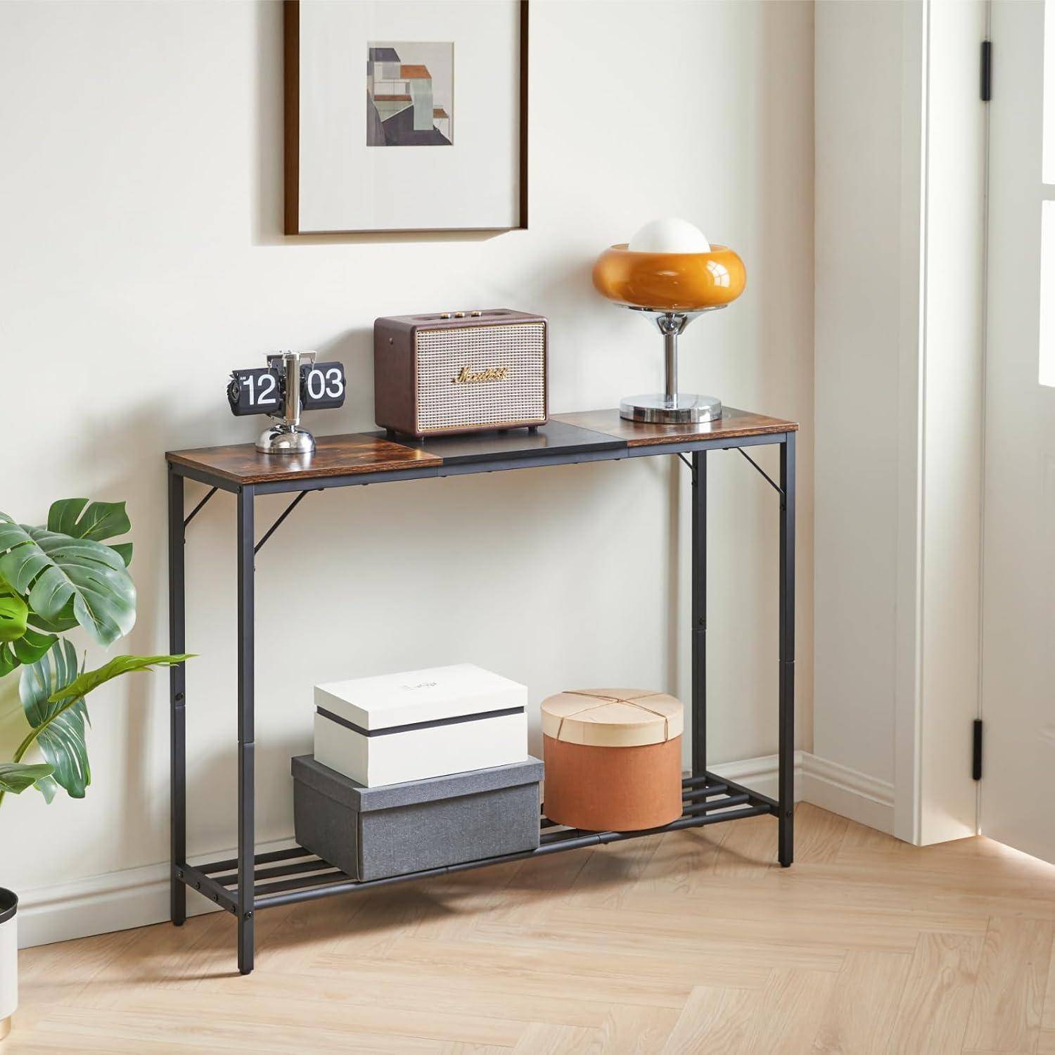 Konsolentisch Spleißdesign Eingangstisch Regalen 107×30×78CM Rustikal