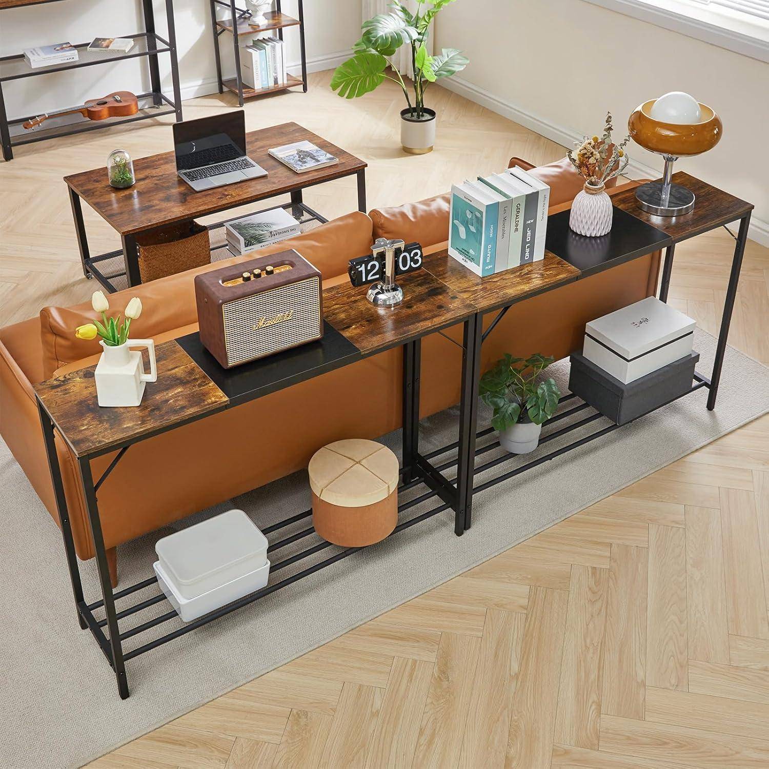 Konsolentisch Spleißdesign Eingangstisch Regalen 107×30×78CM Rustikal
