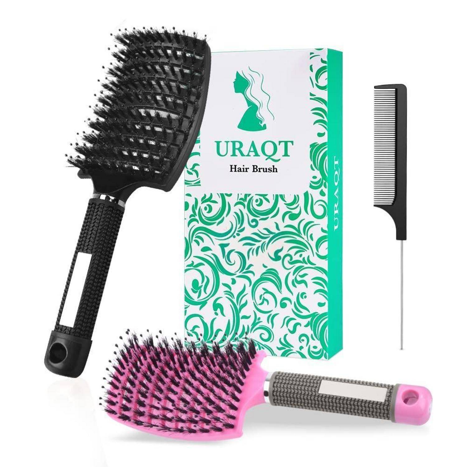 Professionelle Entwirrungsbürste mit Wildschweinborsten für