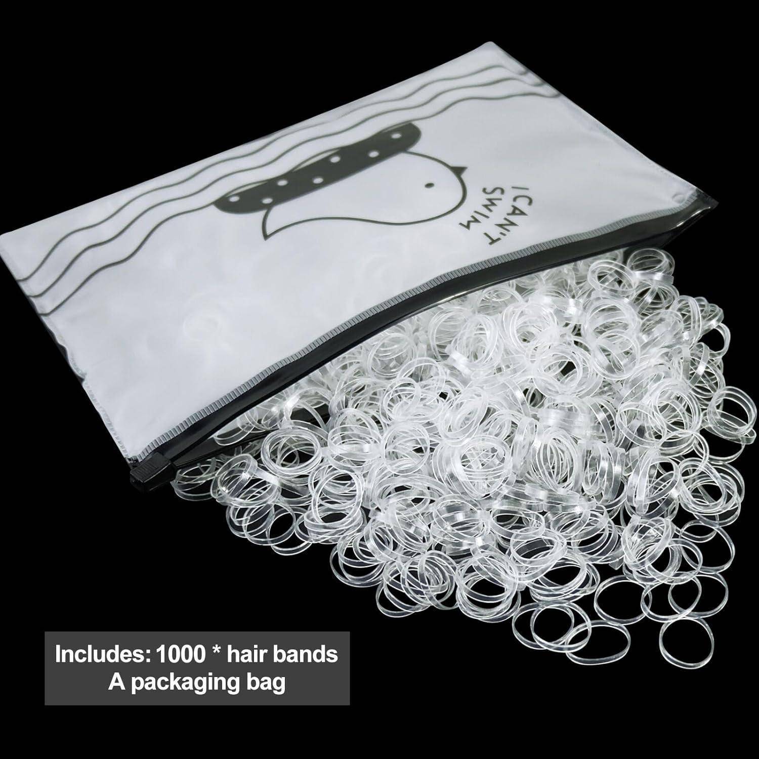 1000 Stück Transparente Elastische Mini Haargummis Mädchen Zöpfe