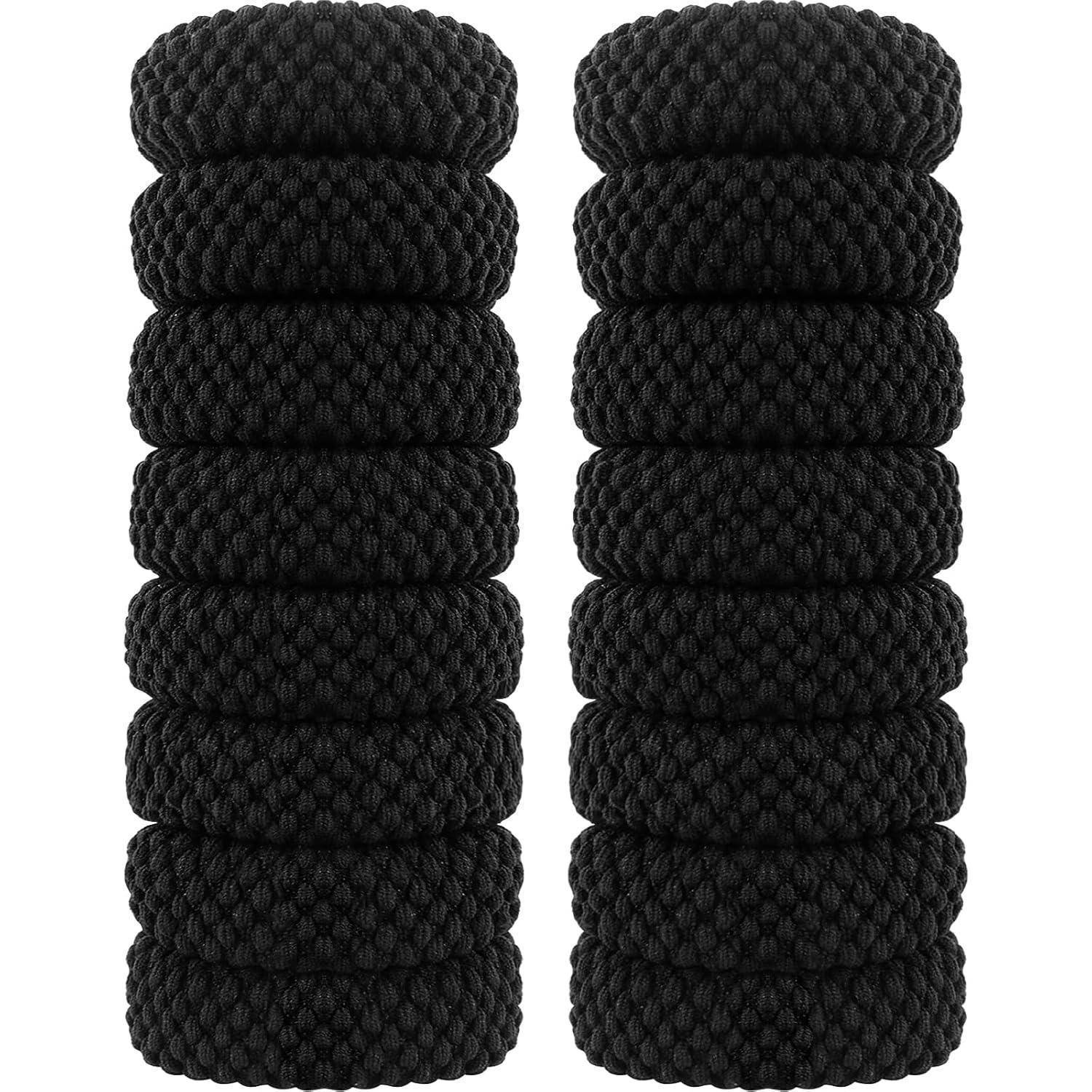 16er Set Haargummi Schwarz Dick Baumwolle Elastisch Damen Mädchen