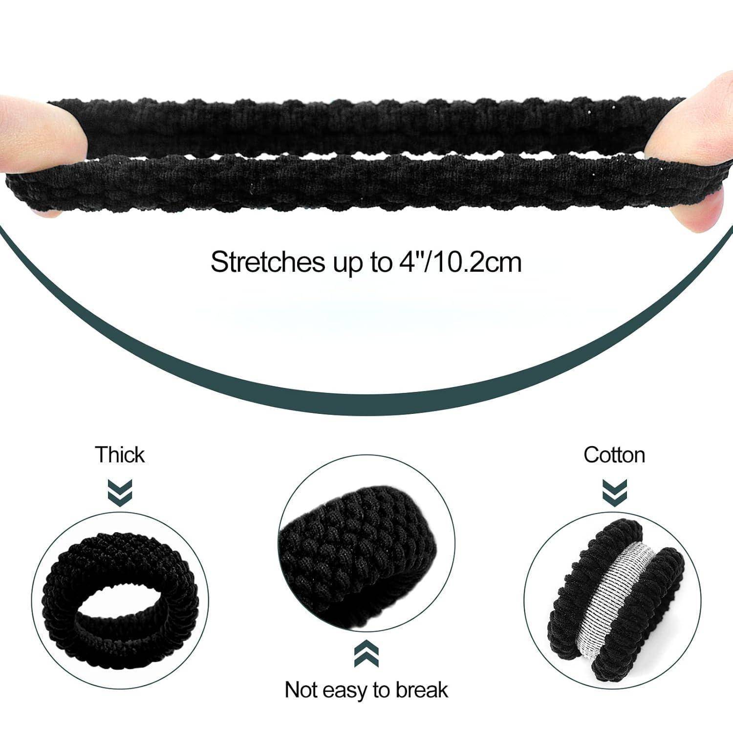 16er Set Haargummi Schwarz Dick Baumwolle Elastisch Damen Mädchen