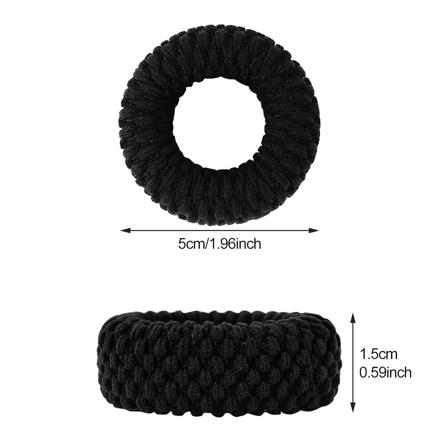 16er Set Haargummi Schwarz Dick Baumwolle Elastisch Damen Mädchen