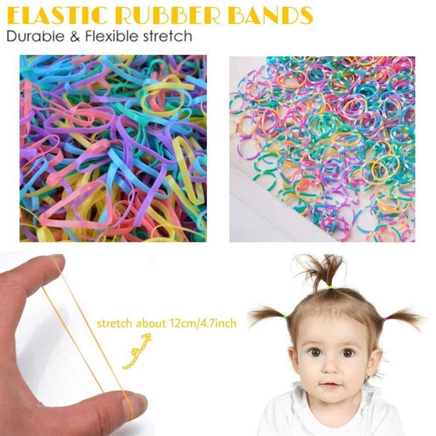Mini Haargummis 1000 Stück Mädchen Elastic Hair Ties Haarband