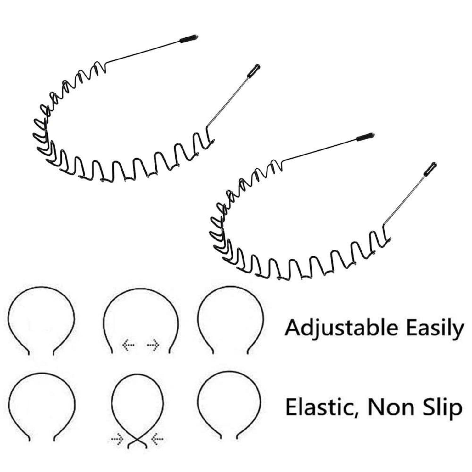 2er Set Metall Haarband Wave Stirnband elastisch rutschfest Outdoor