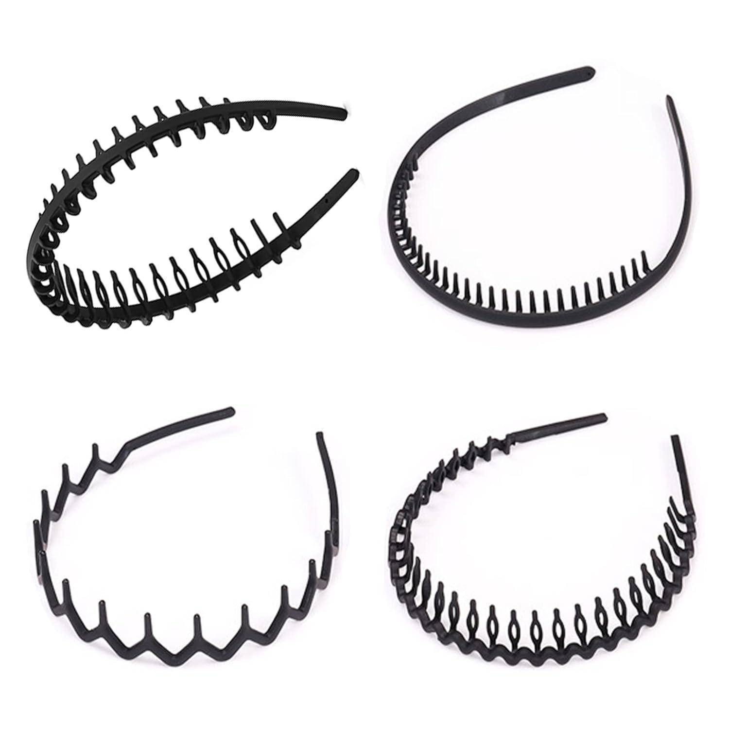 Haarband Elastisches Haarreifen Männer 4er Pack Schwarz Rutschfest