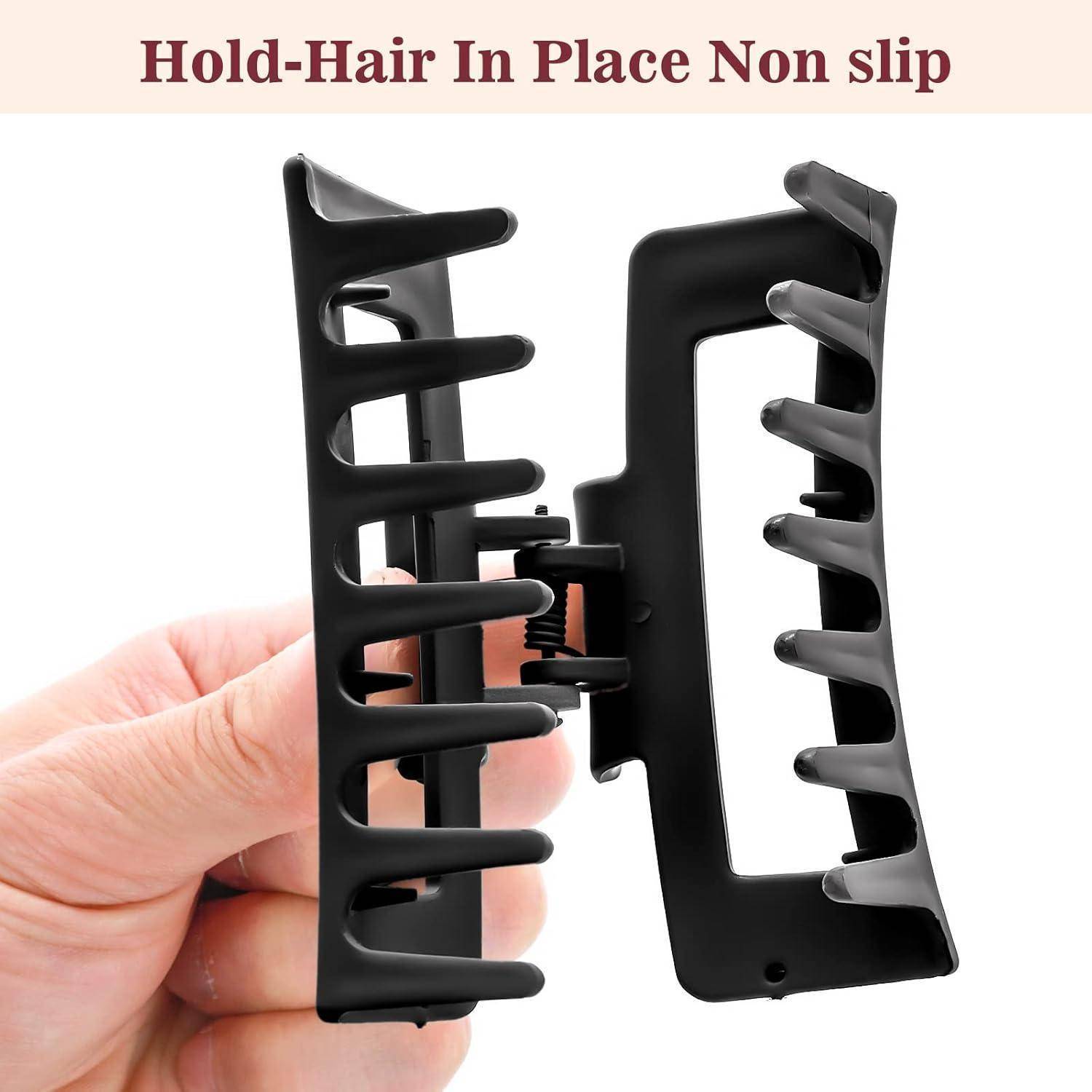 Quadratische Klauenclips 2 Stück 8.5 cm Matt Schwarz-Modisch