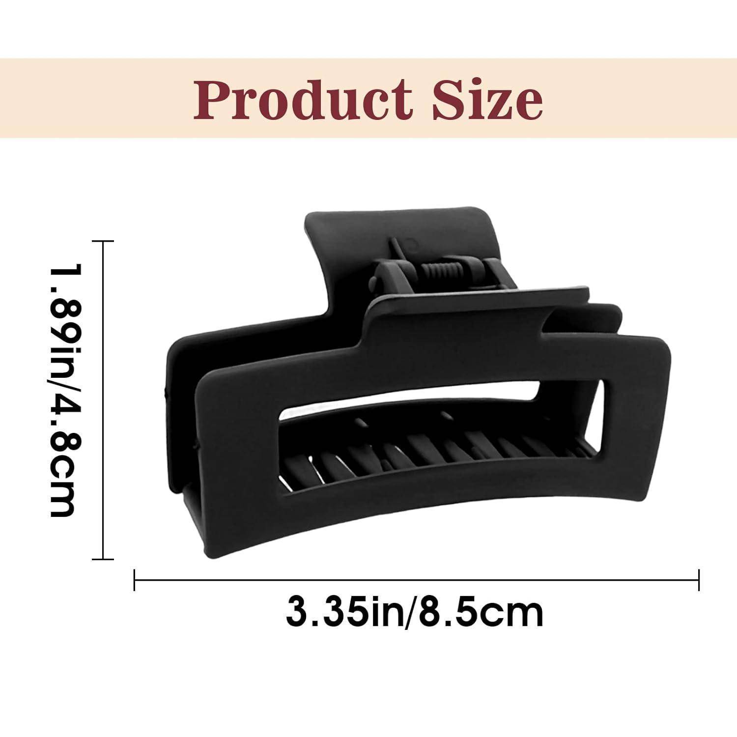 Quadratische Klauenclips 2 Stück 8.5 cm Matt Schwarz-Modisch