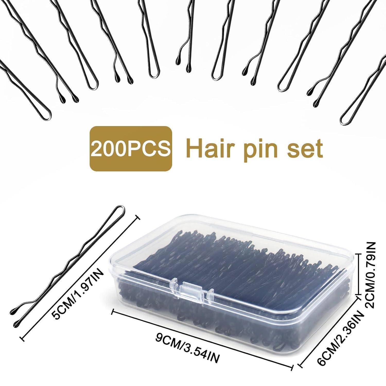 Haarnadeln Metall 200 Stück Wellenform Bobby Pins 5 cm Schwarz